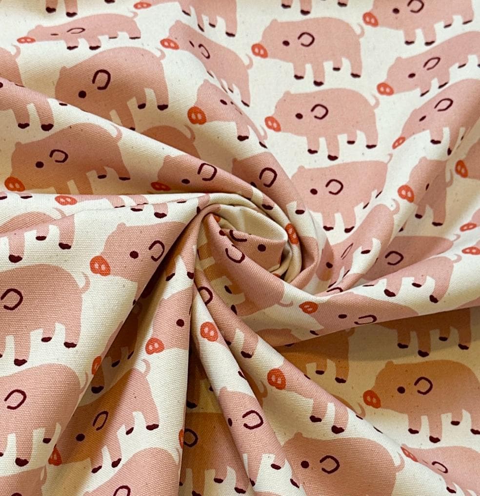 Booboo Pig! - by Sevenberry, Japanese 100% Oxford Cotton, Pig Fabric, By the Metre, Half Metre, Fat Quarter - image 5