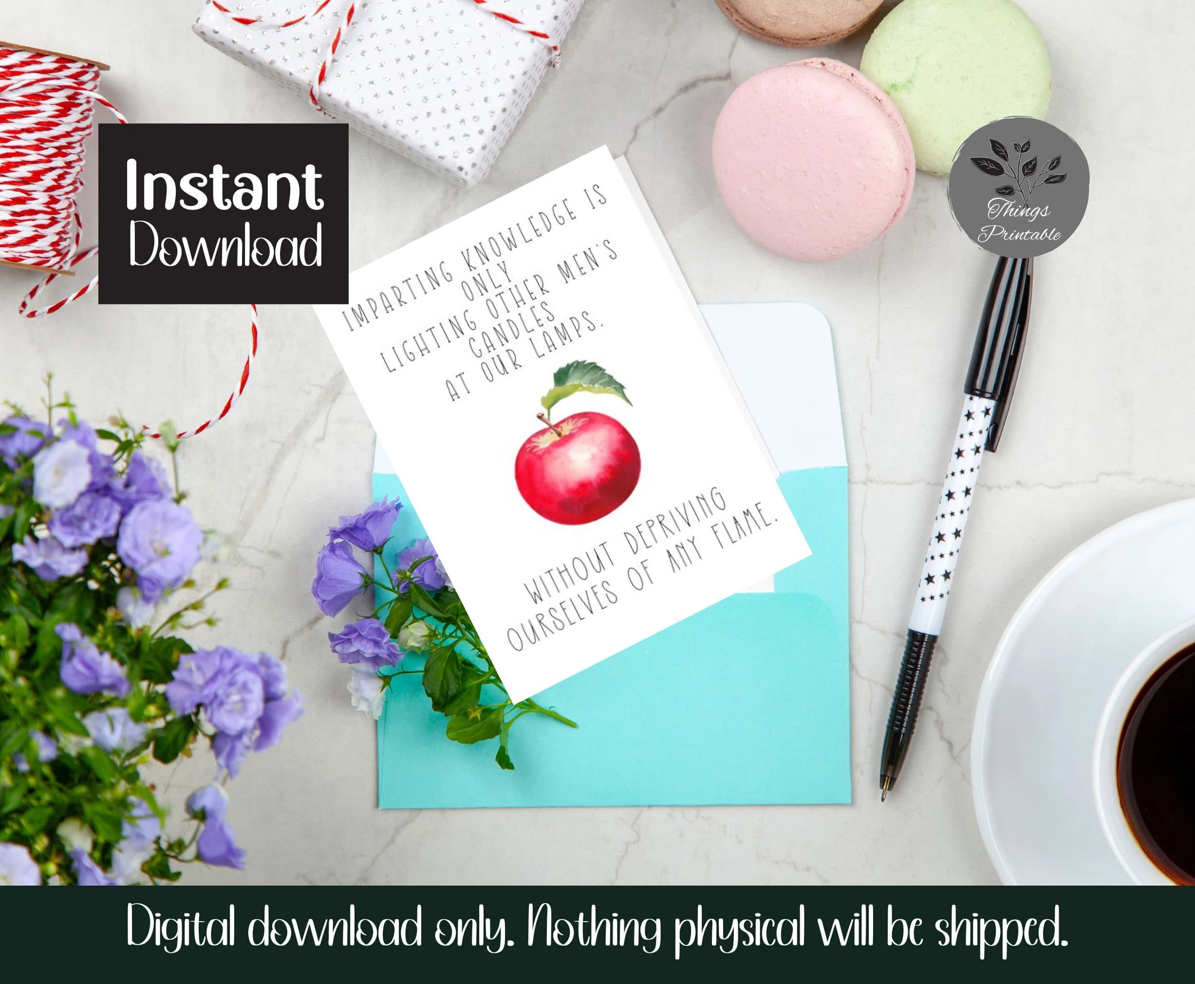 Teacher Retirement Card, Card from Student, Printable with inspirational quote, printable gift for teacher