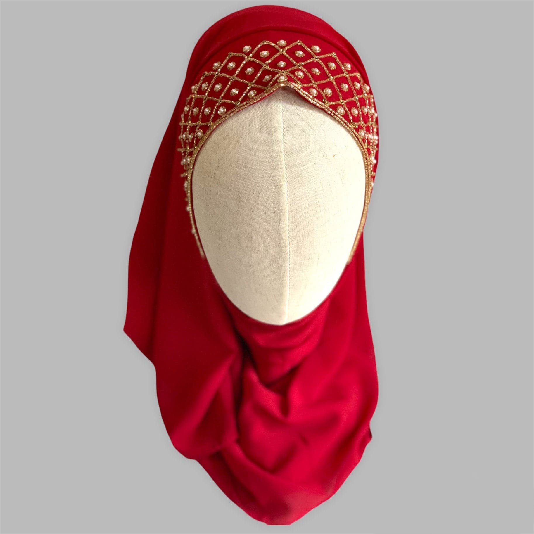 Luxury Embellished Hijab: Handcrafted Stone Bridal Scarf - image 3