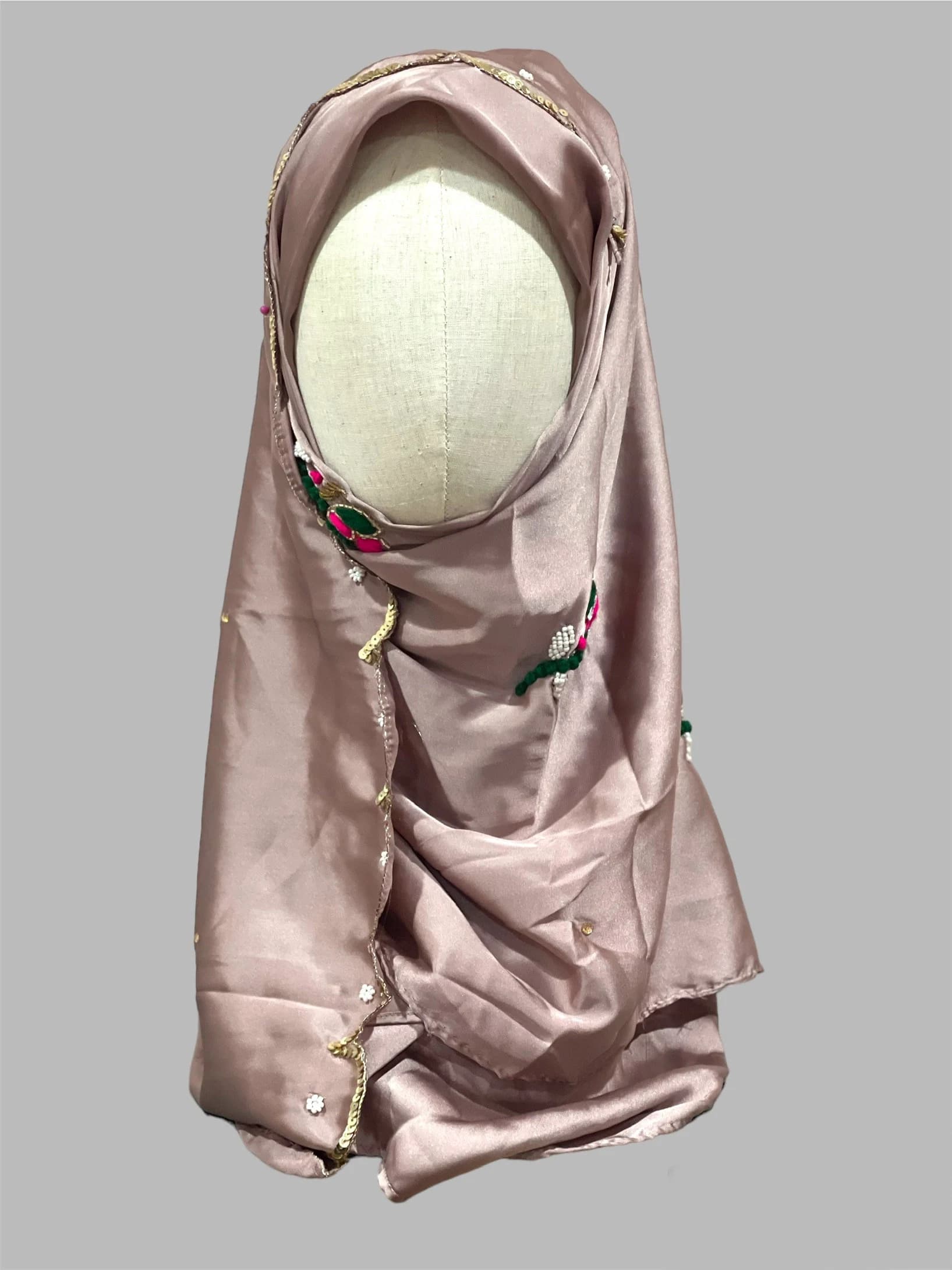 Floral Sequin Bridal Hijab: Luxury Embellished Wedding Veil