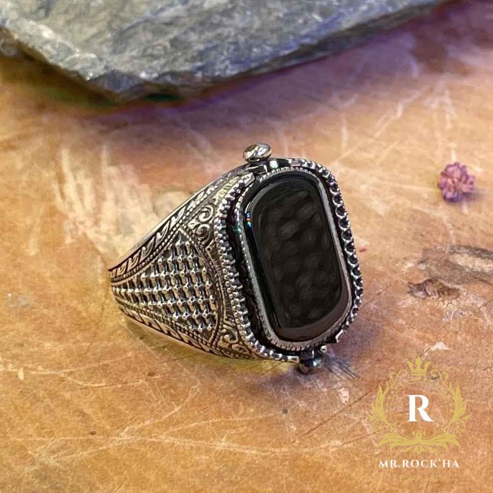 Seal of Solomon Black Onyx 925 Sterling Silver Ring - Rotating Star of David - image 4