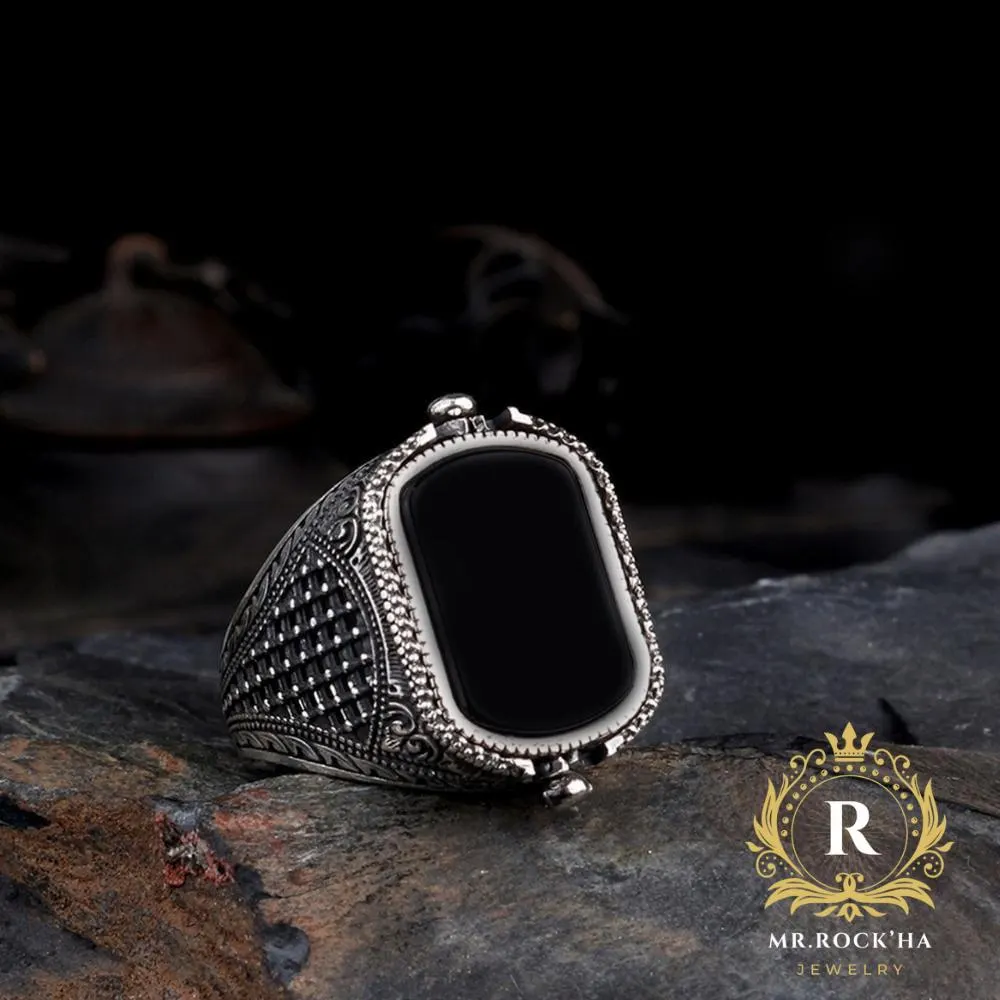 Seal of Solomon Black Onyx 925 Sterling Silver Ring - Rotating Star of David - image 3