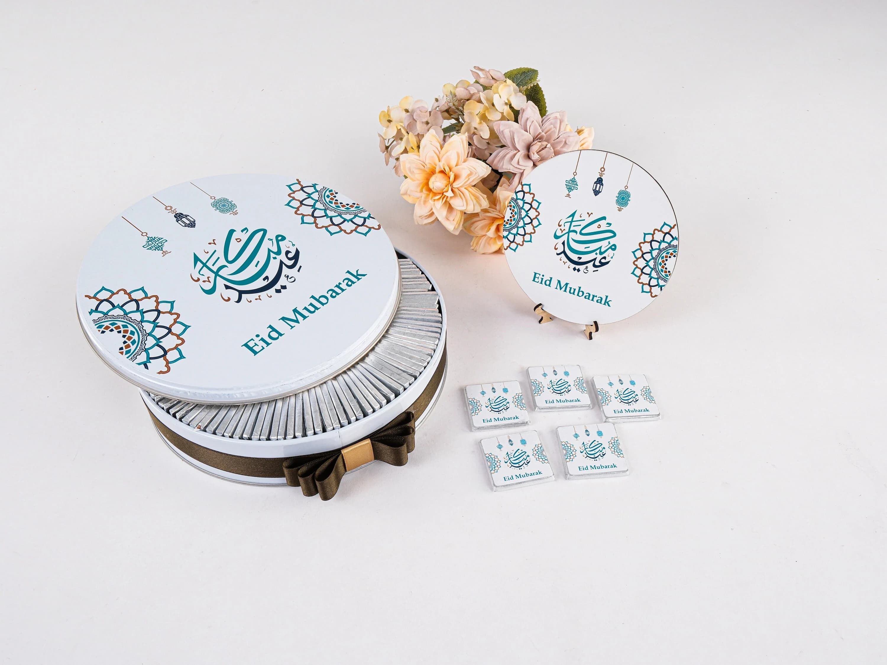100 PCS with Box Ramadan Kareem Eid Mubarak Chocolate Favors Table Décor for Guest, Wedding Baby Shower Birthday Ameen Party Favors Gifts