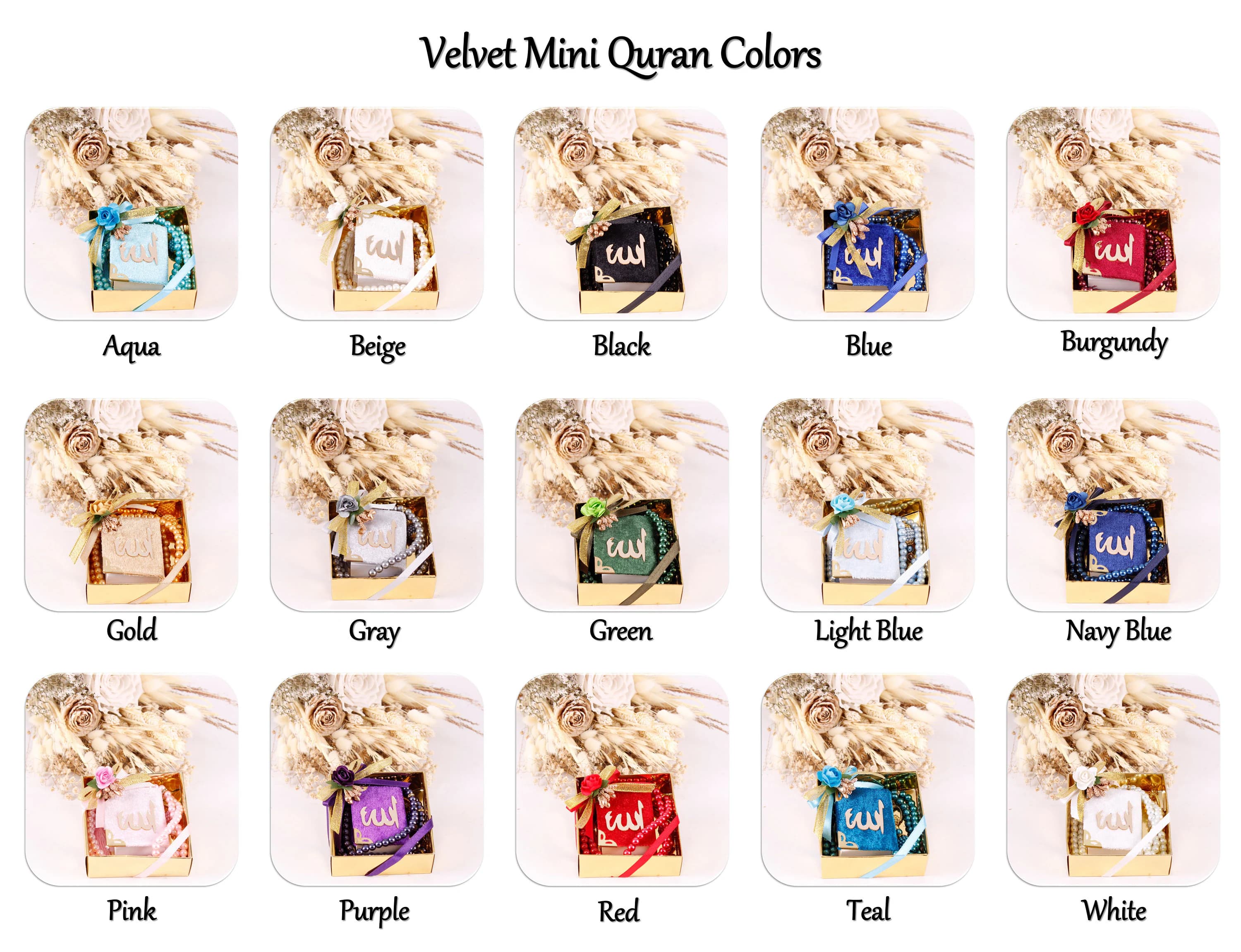 Personalized Velvet Mini Quran Pearl Tasbeeh Decorated Box Gift Set | Eid Favor | Wedding Favor | Baby Shower Favor | Muslim Party Favor - image 5