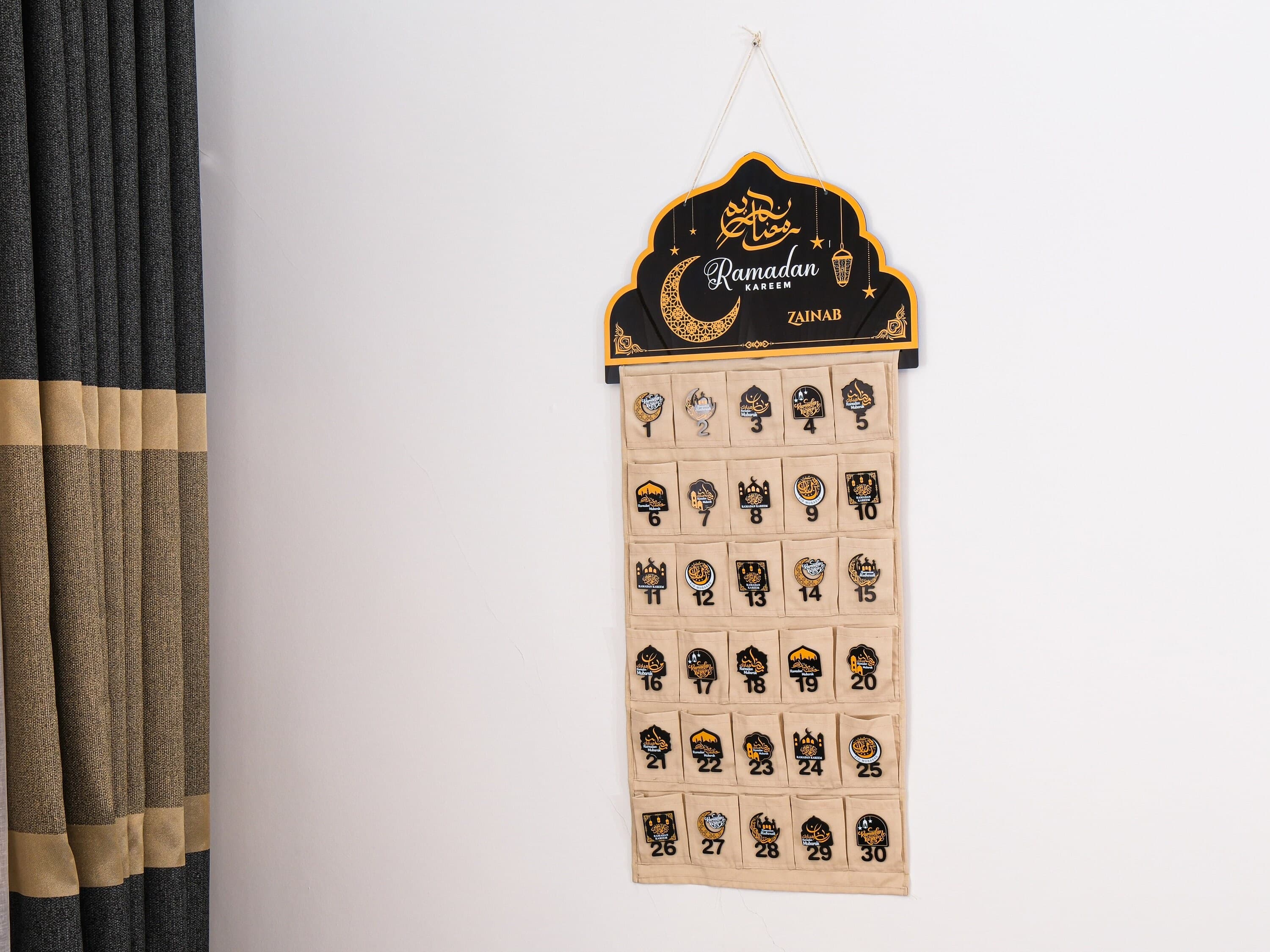 Personalized Fabric Canvas Ramadan Advent Calendar Countdown | Day of Ramadan Till Eid | Ramadan Kareem Eid Mubarak Home Décor | Gift Pocket - image 5