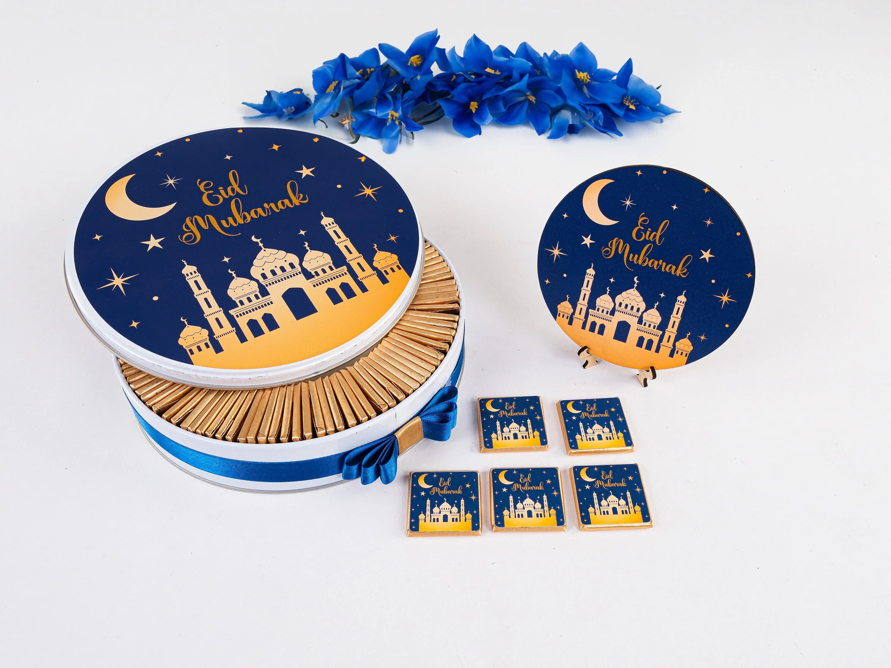 100 PCS with Box Ramadan Kareem Eid Mubarak Chocolate Favors Table Décor for Guest, Wedding Baby Shower Birthday Ameen Party Favors Gifts
