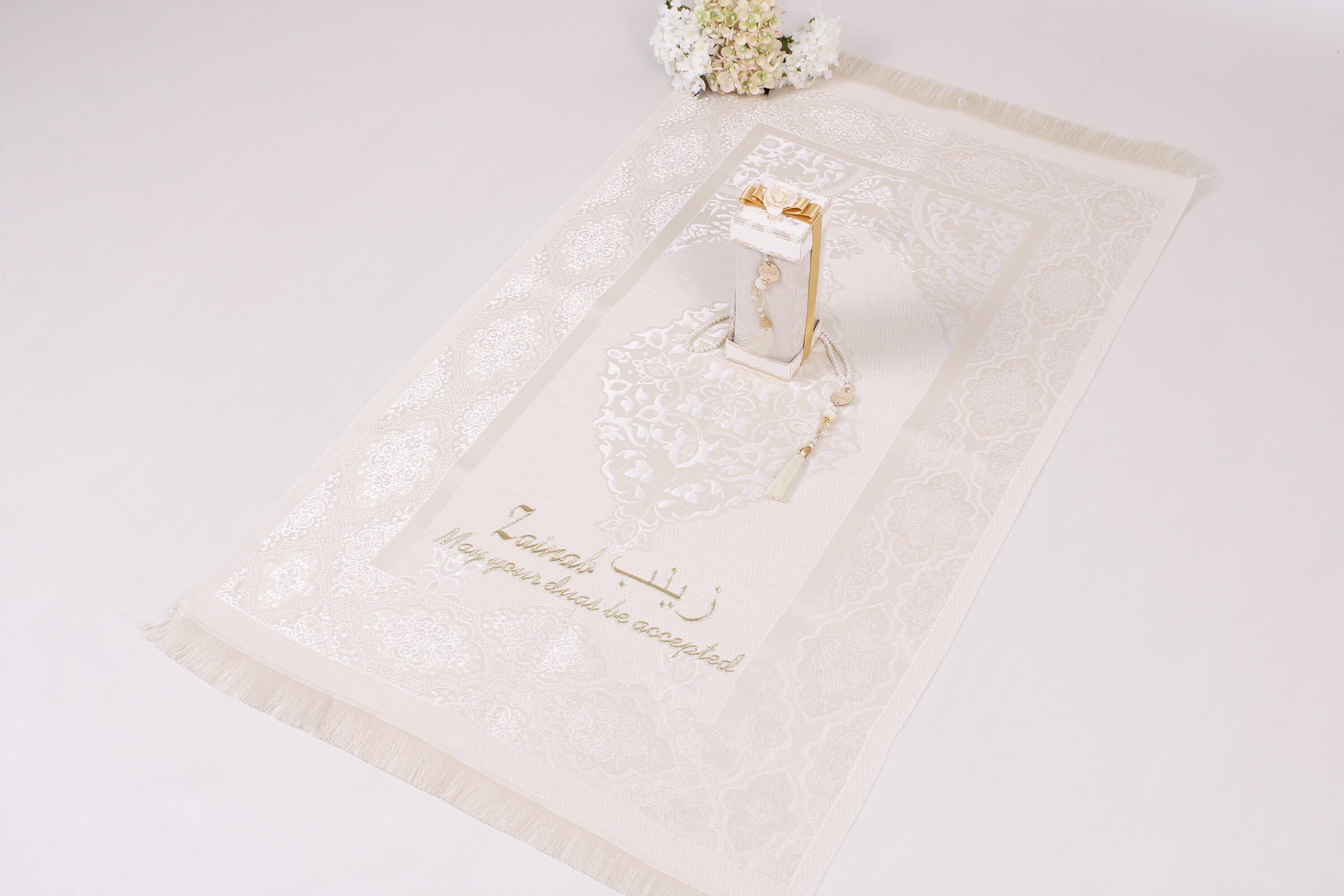 Personalized Prayer Mat Pearl Prayer Bead Islamic Muslim Gift Set | Ramadan Gift | Eid Gift | Wedding Gift | Birthday Gift | Graduation Gift - image 5