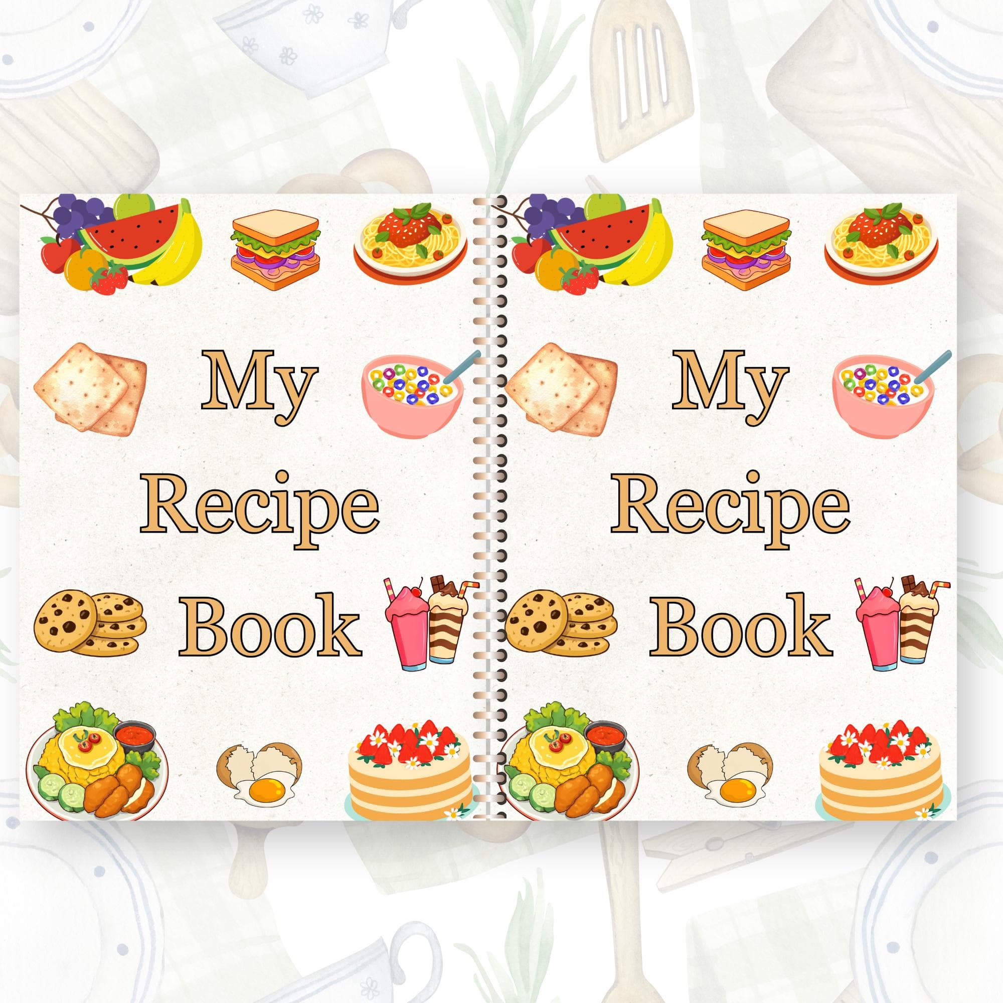 Food Handbook Front Page Cover Recipe Book Binder Cover Template Digital Printable Editable Cookbook Journal Kitchen Meal Planner Title Page - image 4