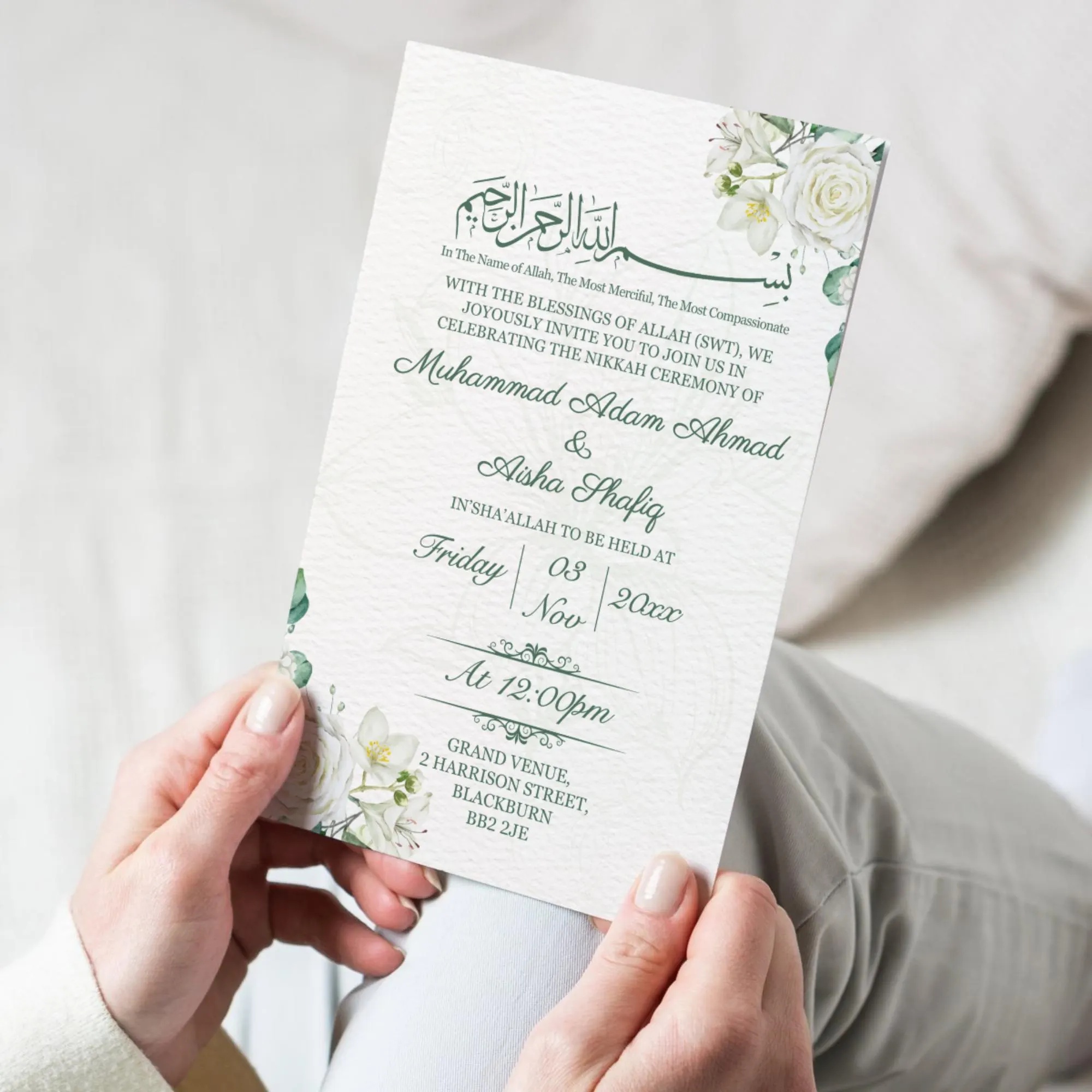 Wedding Invitation Animated Electronic Digital & Printable Card Invite Nikkah Ceremony Muslim Islamic English Wedding Modern Mobile Invite - image 5