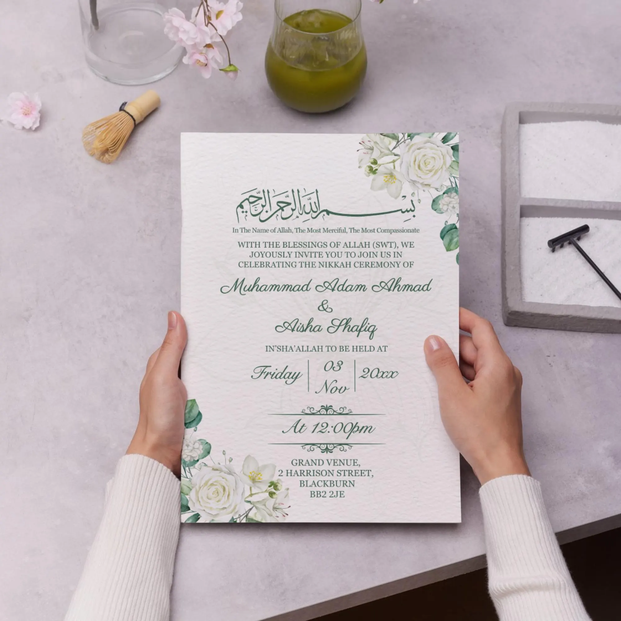 Wedding Invitation Animated Electronic Digital & Printable Card Invite Nikkah Ceremony Muslim Islamic English Wedding Modern Mobile Invite - image 3