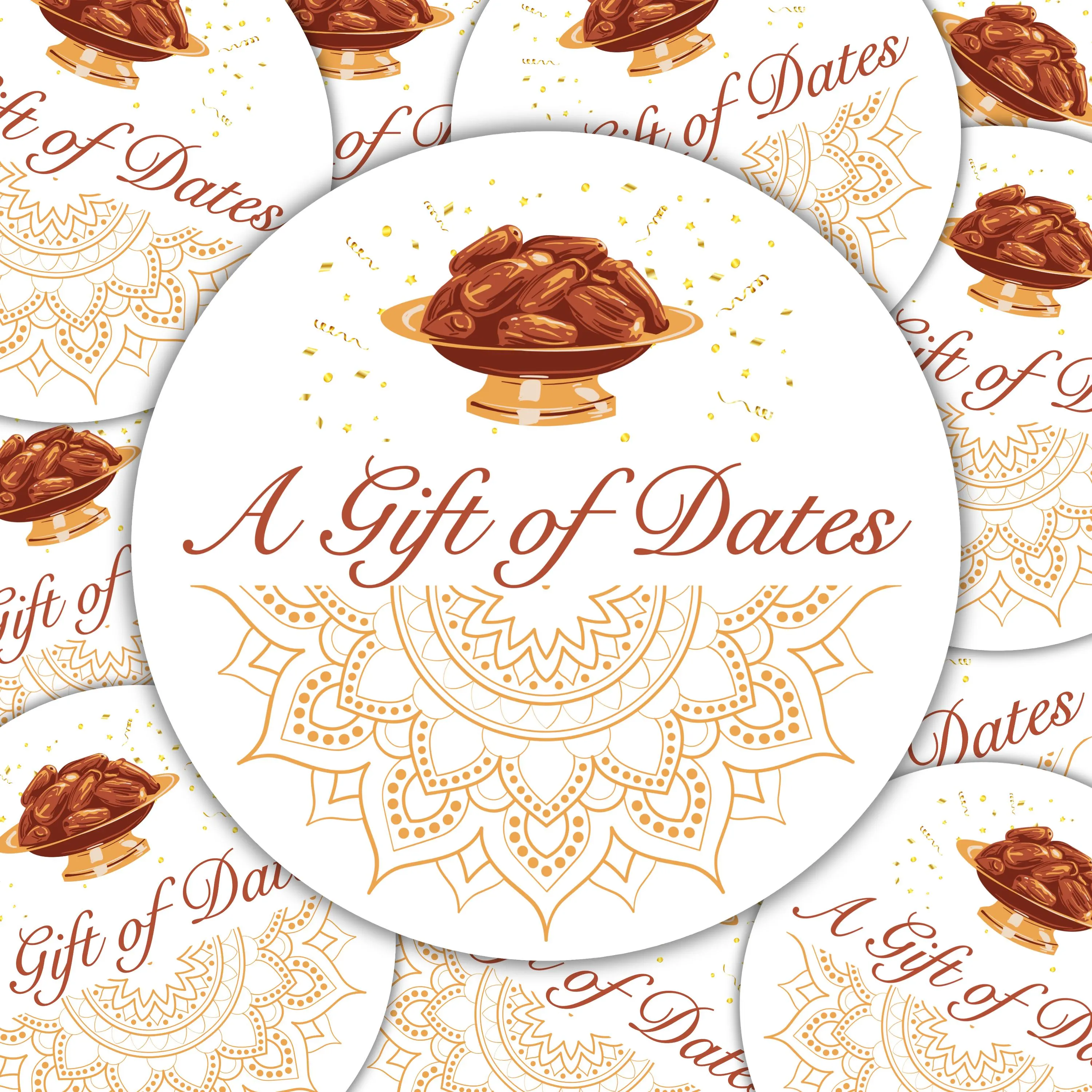 Gift of Dates Sticker Labels Islamic Date Gift Eid Umrah Hajj Ramadan Nikkah Arabic Printable Date Package Mandala Decorative Muslim Gift