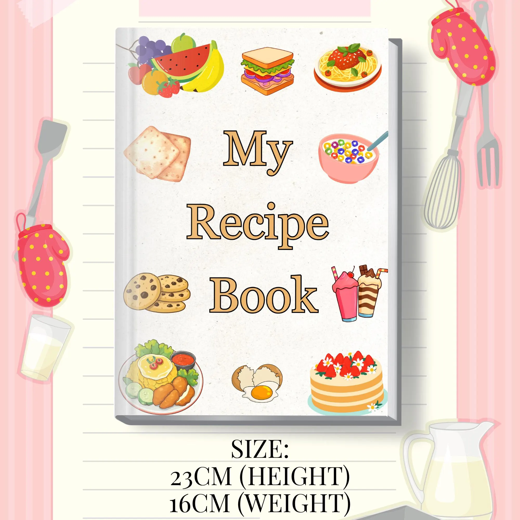 Food Handbook Front Page Cover Recipe Book Binder Cover Template Digital Printable Editable Cookbook Journal Kitchen Meal Planner Title Page - image 3