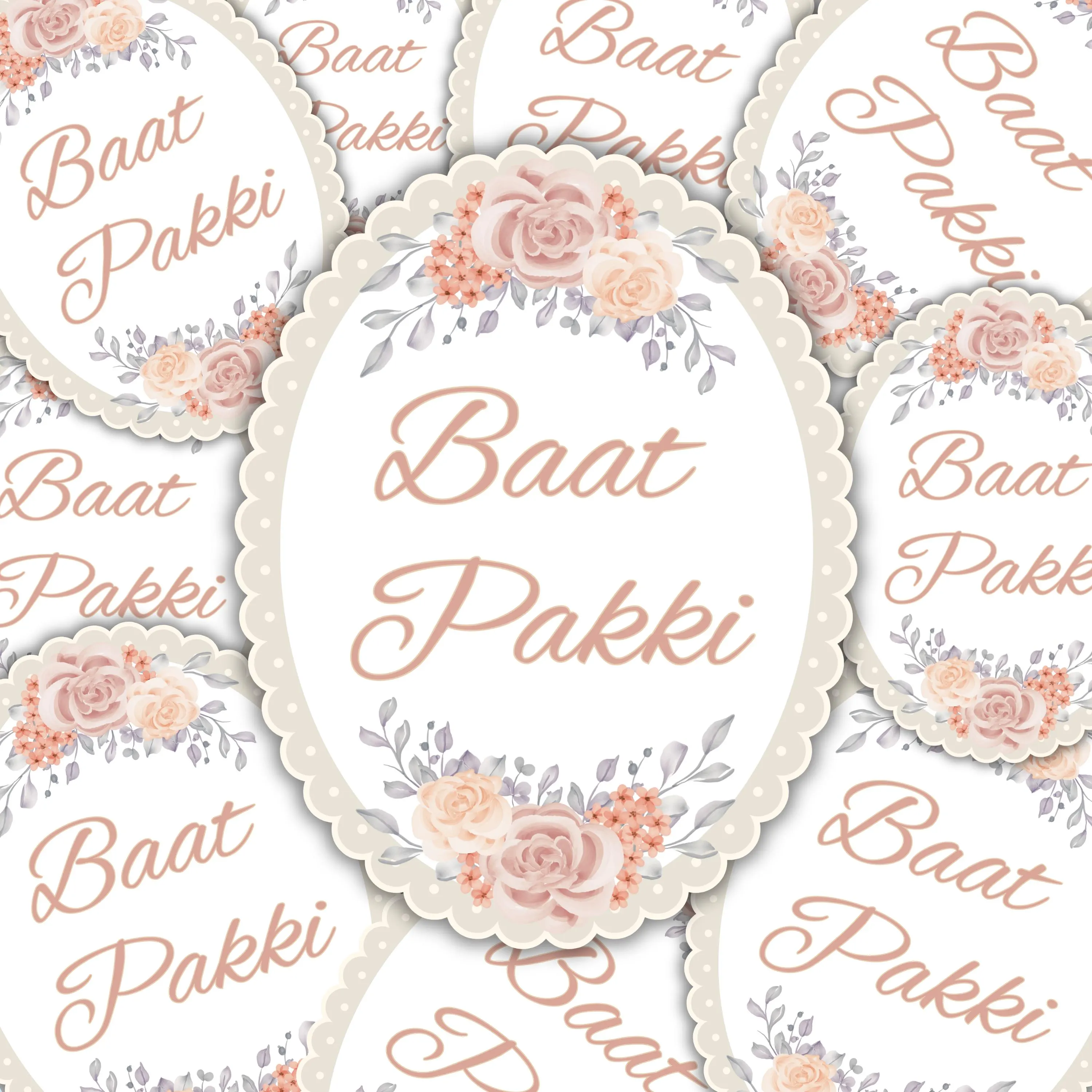 Baat Pakki Engagement Stickers Labels Decor Gift Favours Wedding Congratulations Muslim Islamic Wedding Favour Celebration Party Glossy