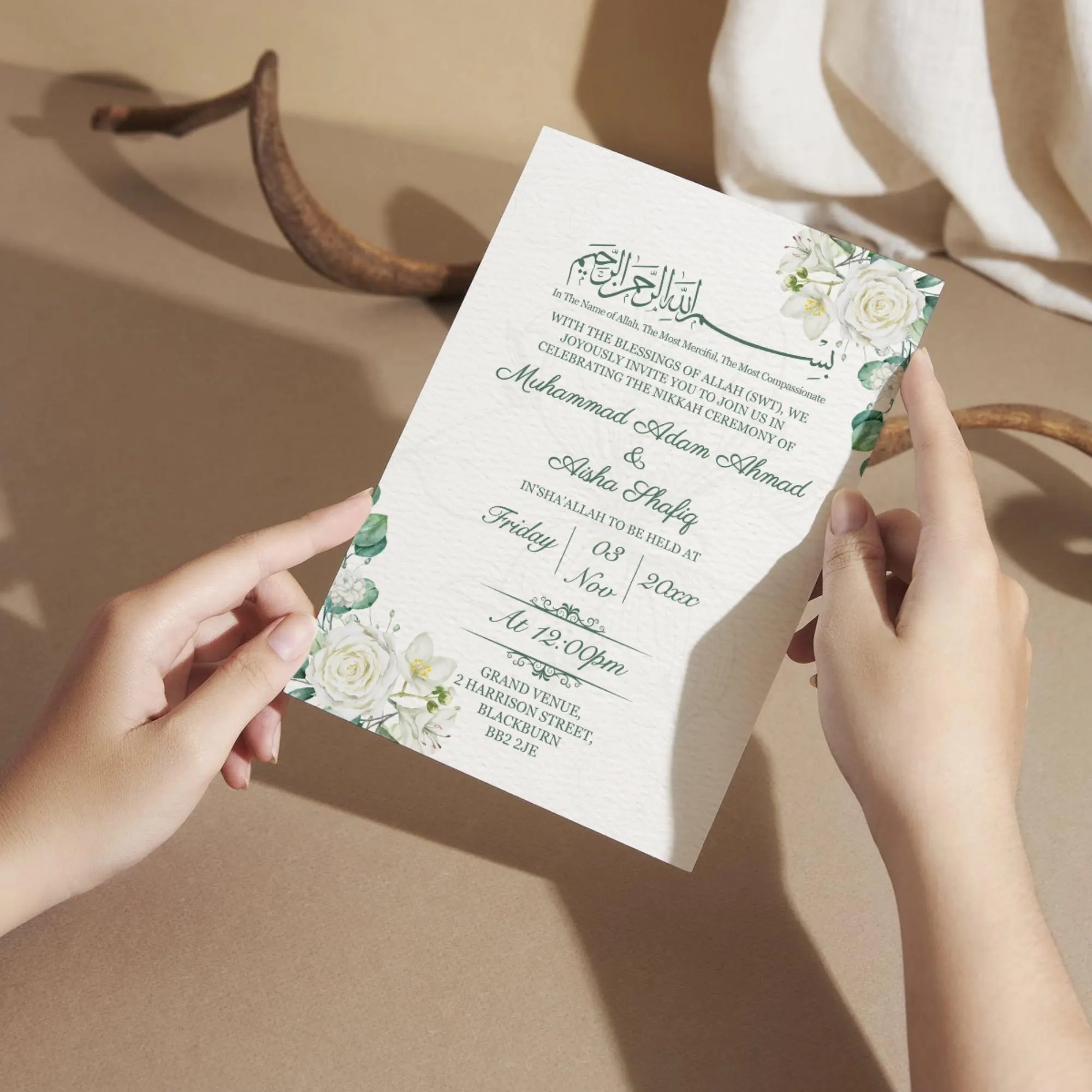 Wedding Invitation Animated Electronic Digital & Printable Card Invite Nikkah Ceremony Muslim Islamic English Wedding Modern Mobile Invite - image 4