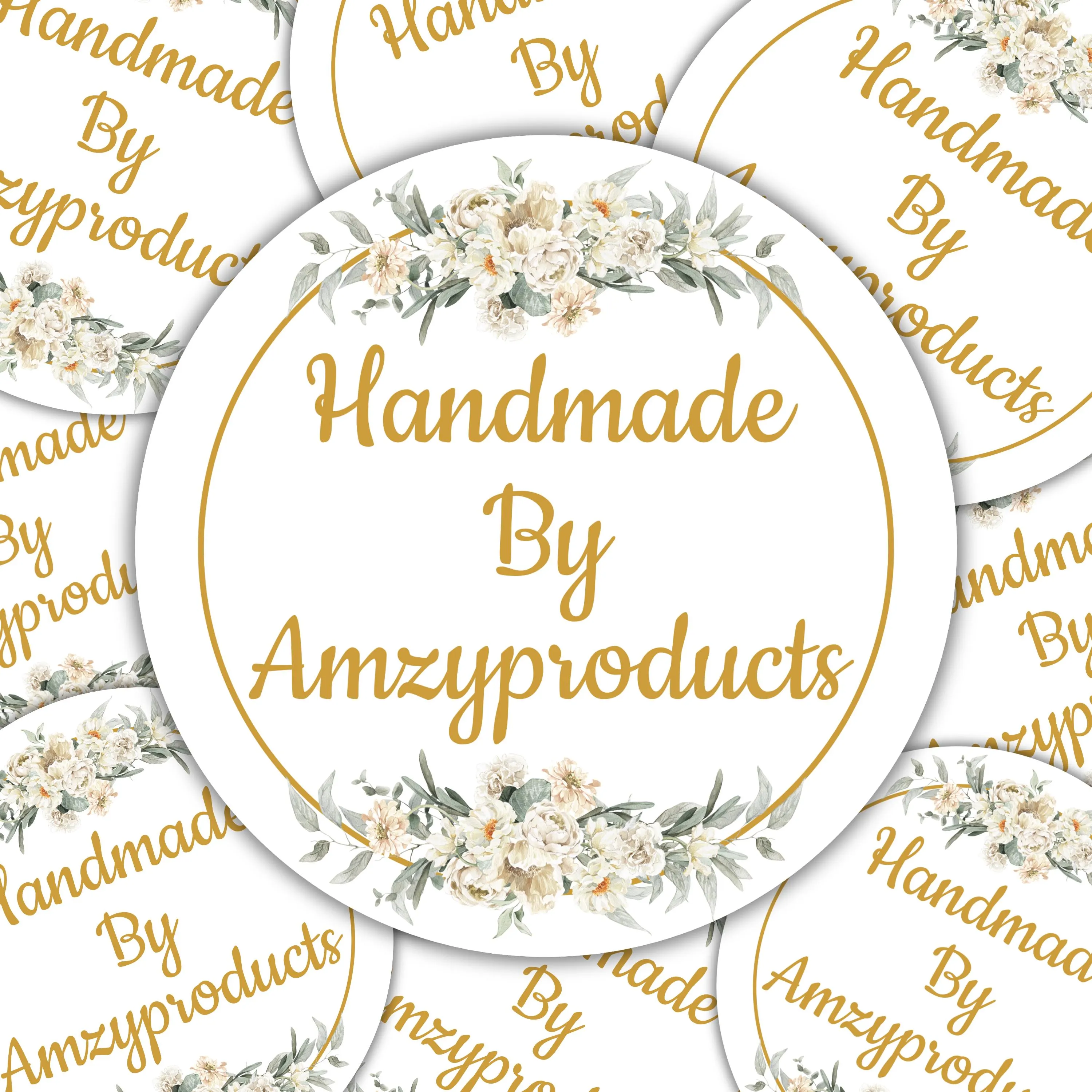 Handmade By Business Stickers Labels Shop Small Business Packaging Branding Personalised Custom Happy Mail for Online Sellers Thank You