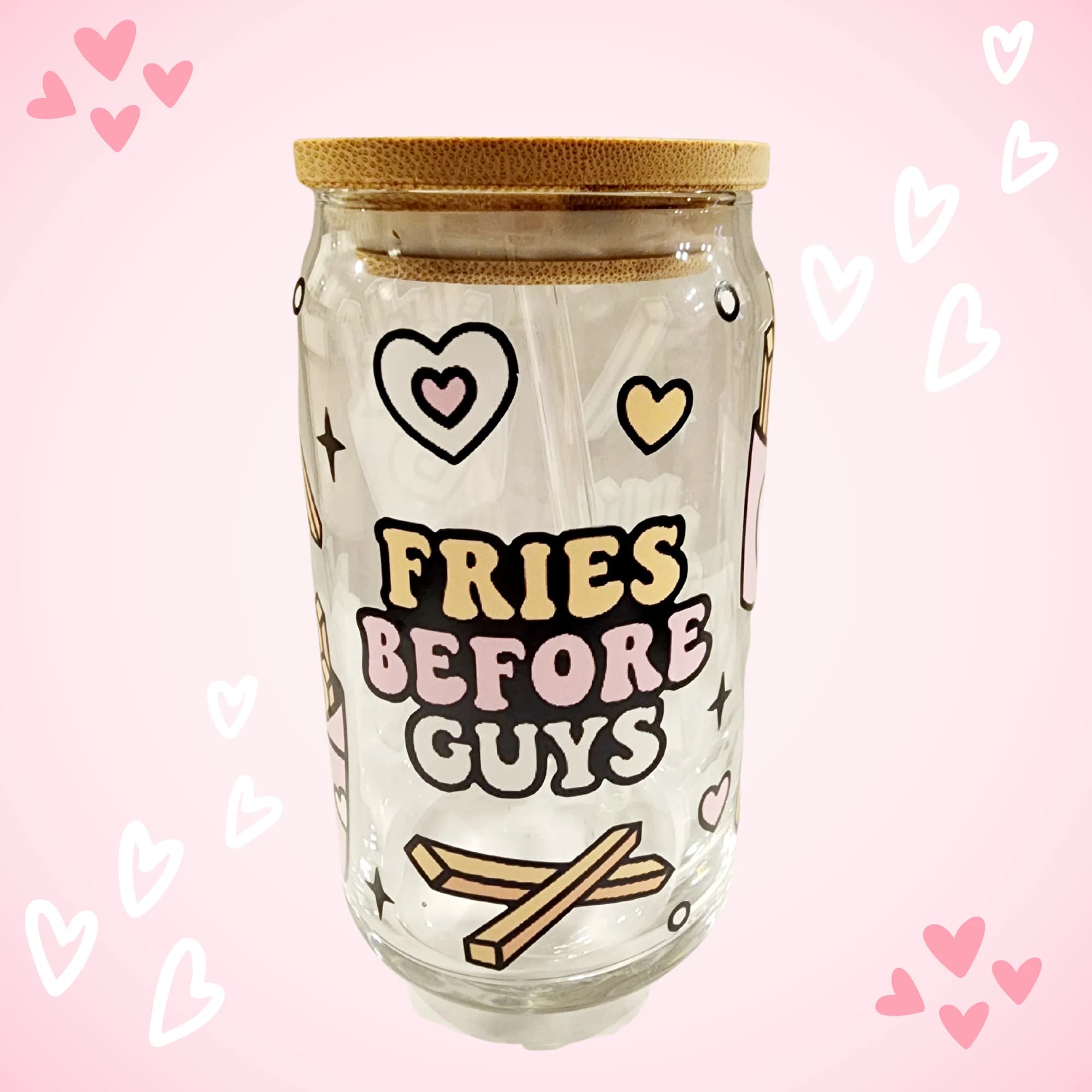 Fries Before Guys Cups/ Libby's Glass Can/ Valentine Gift/ Birthday Gift