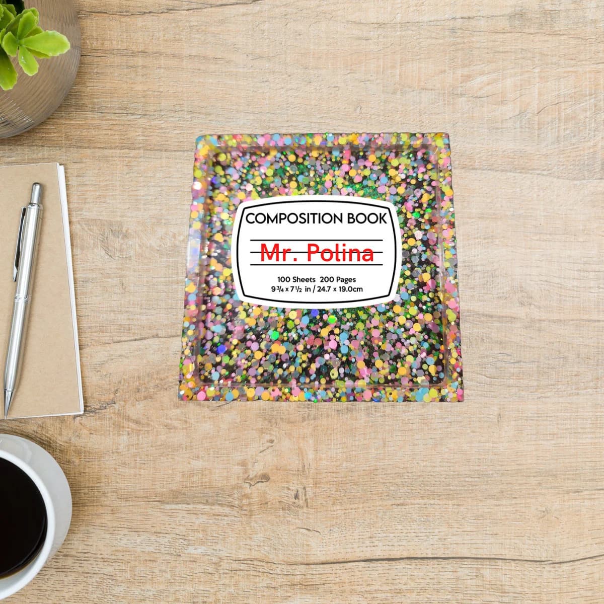 Personalized Teacher Coaster: Notepad Holder & Paperweight Gift Set