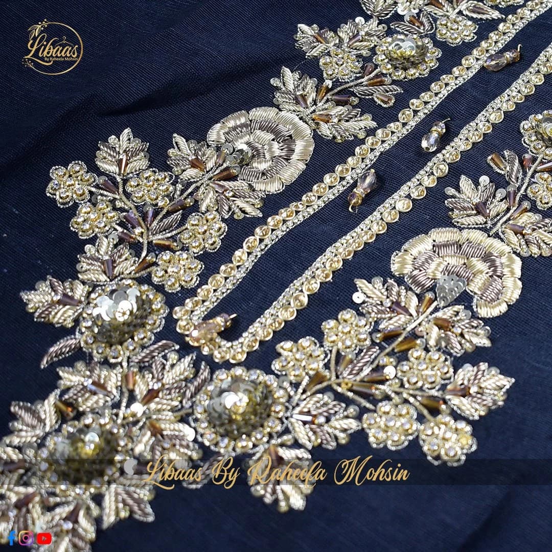 Zardozi Khaddi Net Pakistani Dress: 3-Piece  Wedding Party Outfit - image 5