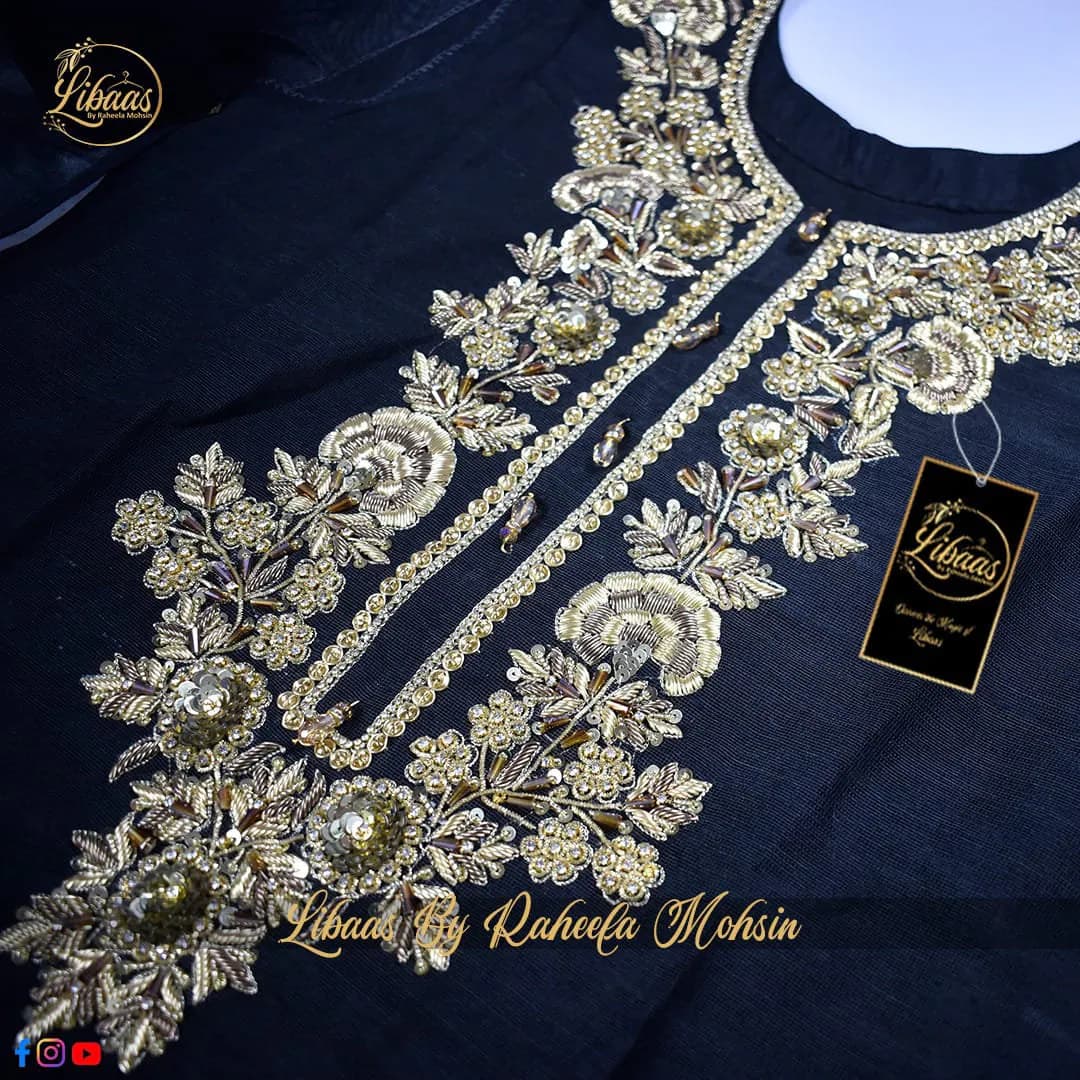 Zardozi Khaddi Net Pakistani Dress: 3-Piece  Wedding Party Outfit