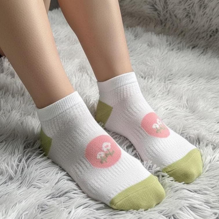 Women’s Ankle Socks 5 Pack – Cute Smiley & Floral Socks, Soft Breathable Cotton, Low Cut Everyday Socks, Gift for Her - image 3