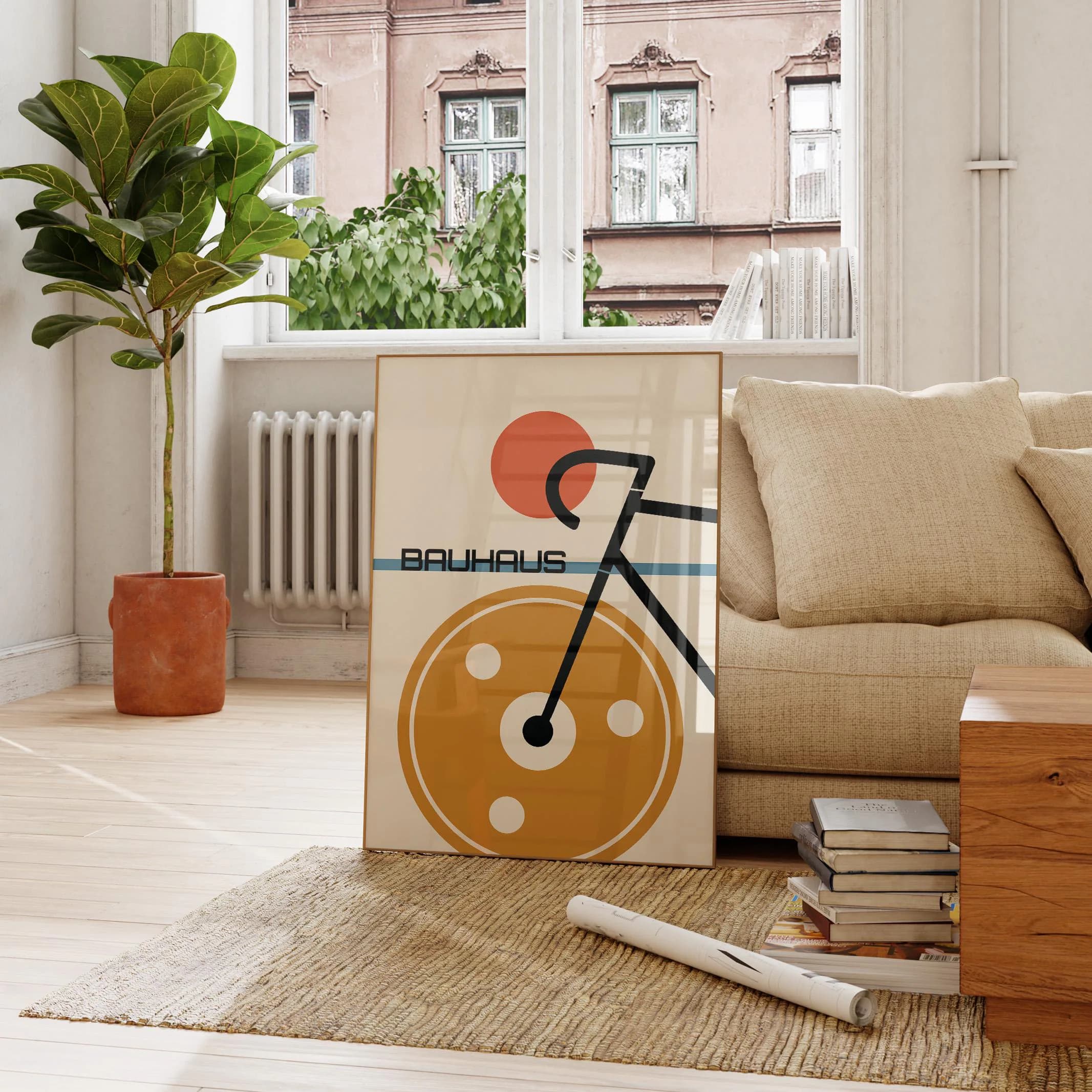 Bauhaus Bicycle Poster, Mid Century Modern Cycling Wall Art, Vintage Bike Print, Bicycle Decor, Gift for Cycling Lovers (Poster Only)