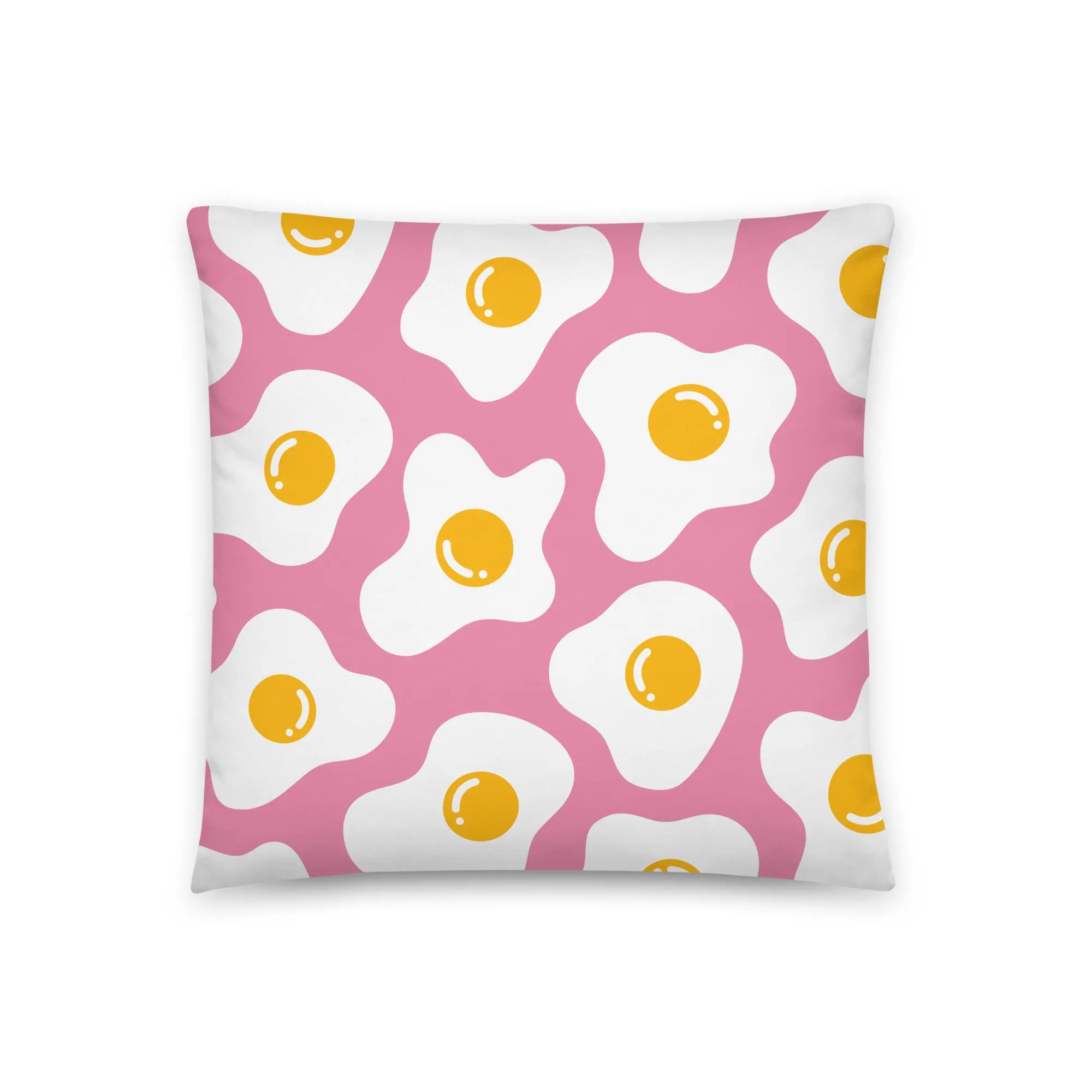 Cute Fried Egg Pillow, Pink Nursery Throw Cushion, Fun Food Decor for Girls Room, Playful Housewarming Gift