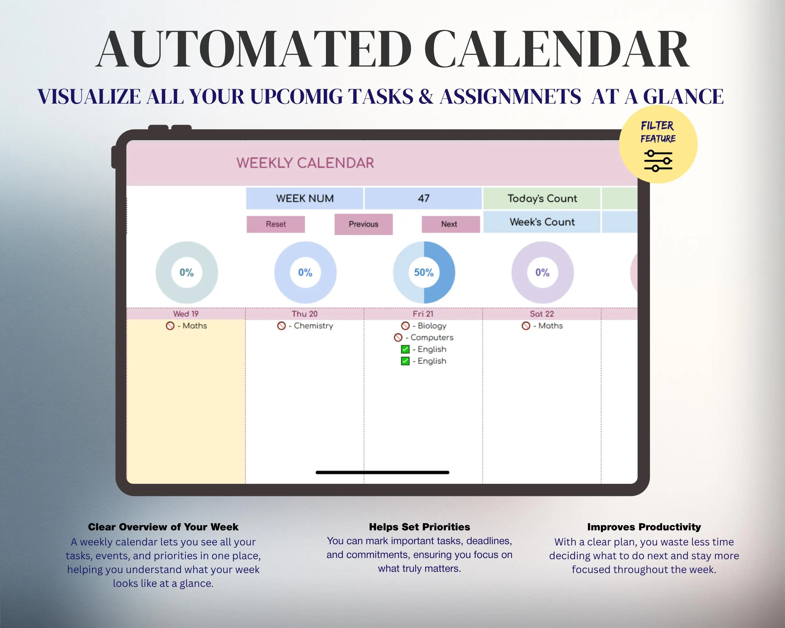 Student Planner Assignment Tracker Academic Study Planner Spreadsheet College University Course School Planner Class Google Sheets Template - image 5