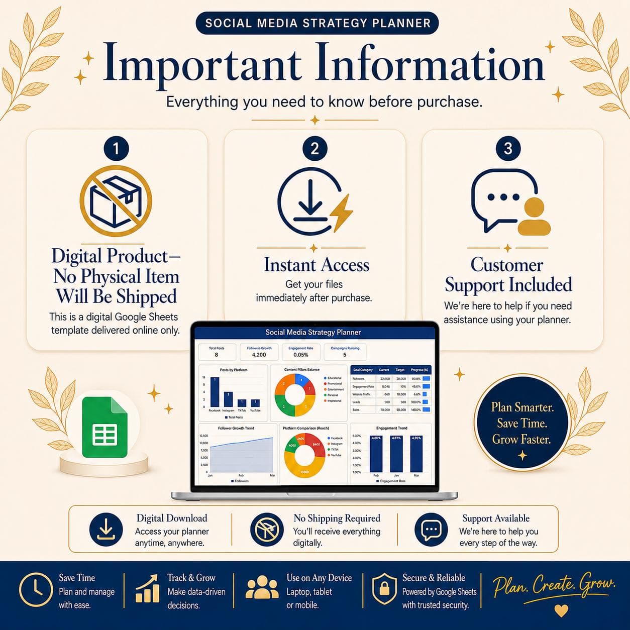 Social Media Content Planner Spreadsheet, Google Sheets Template, Content Calendar, Analytics Dashboard, Reels Planner, social media manager - image 3