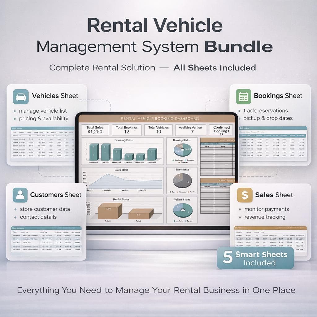 Mileage Tracker, Vehicle Checklist, Rental Agreement Template, Cost Tracker, Car Maintenance Log, Business Auto Expense Spreadsheet - image 4