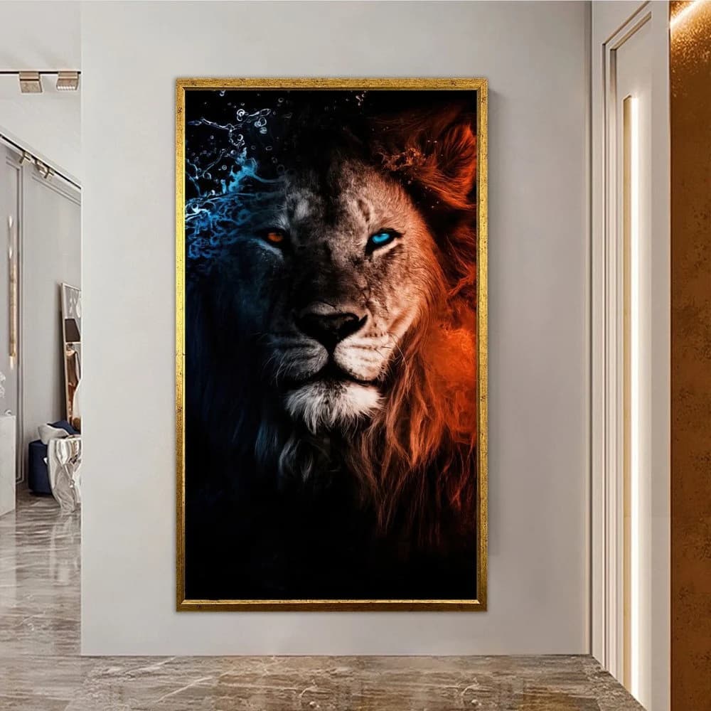 Lion Wall Art, Colorful Canvas Art, Animal Wall Art, Canvas Wall Art, Modern Wall Art, Animal Canvas Print, Home Decor, Room Wall Art, Natur
