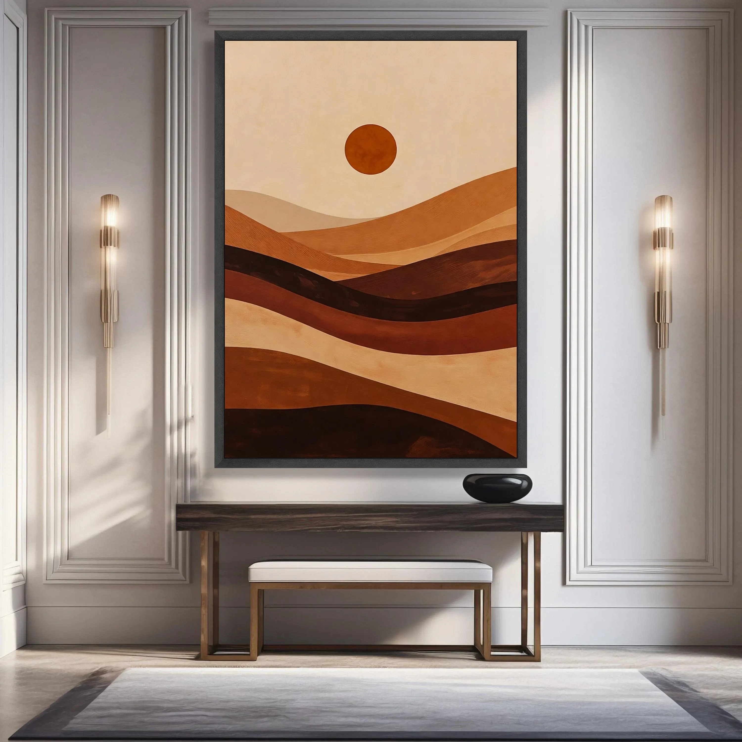 Warm Earth Tones Canvas, Abstract Desert Landscape, Brown and Beige Wall Art, Minimalist Modern Home Decor, Sunset Canvas Design - image 4