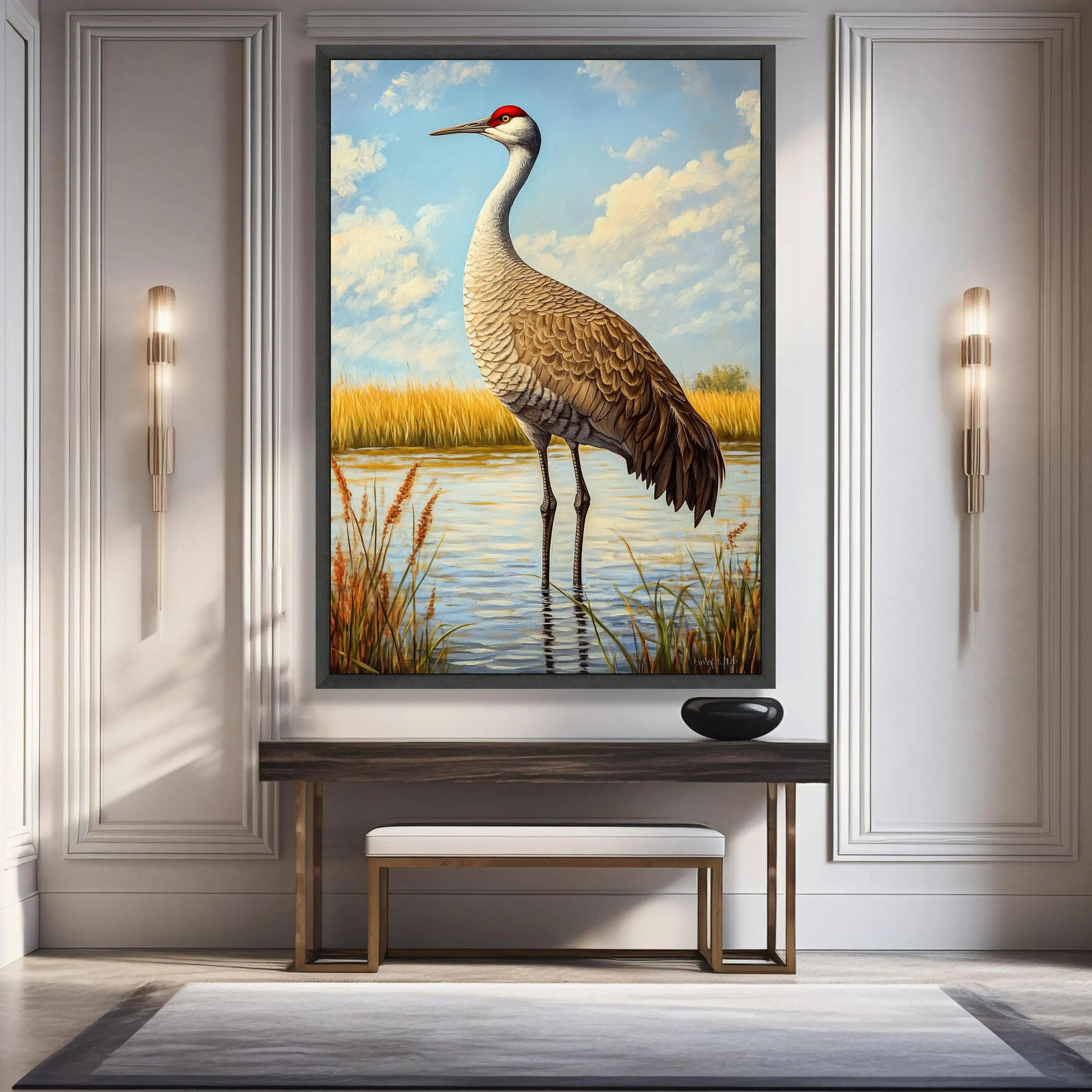 Majestic Sandhill Crane Canvas, Nature Wildlife Wall Art, Bird Scene Painting, Marshland Landscape Canvas, Home Decor Ready to Hang - image 4