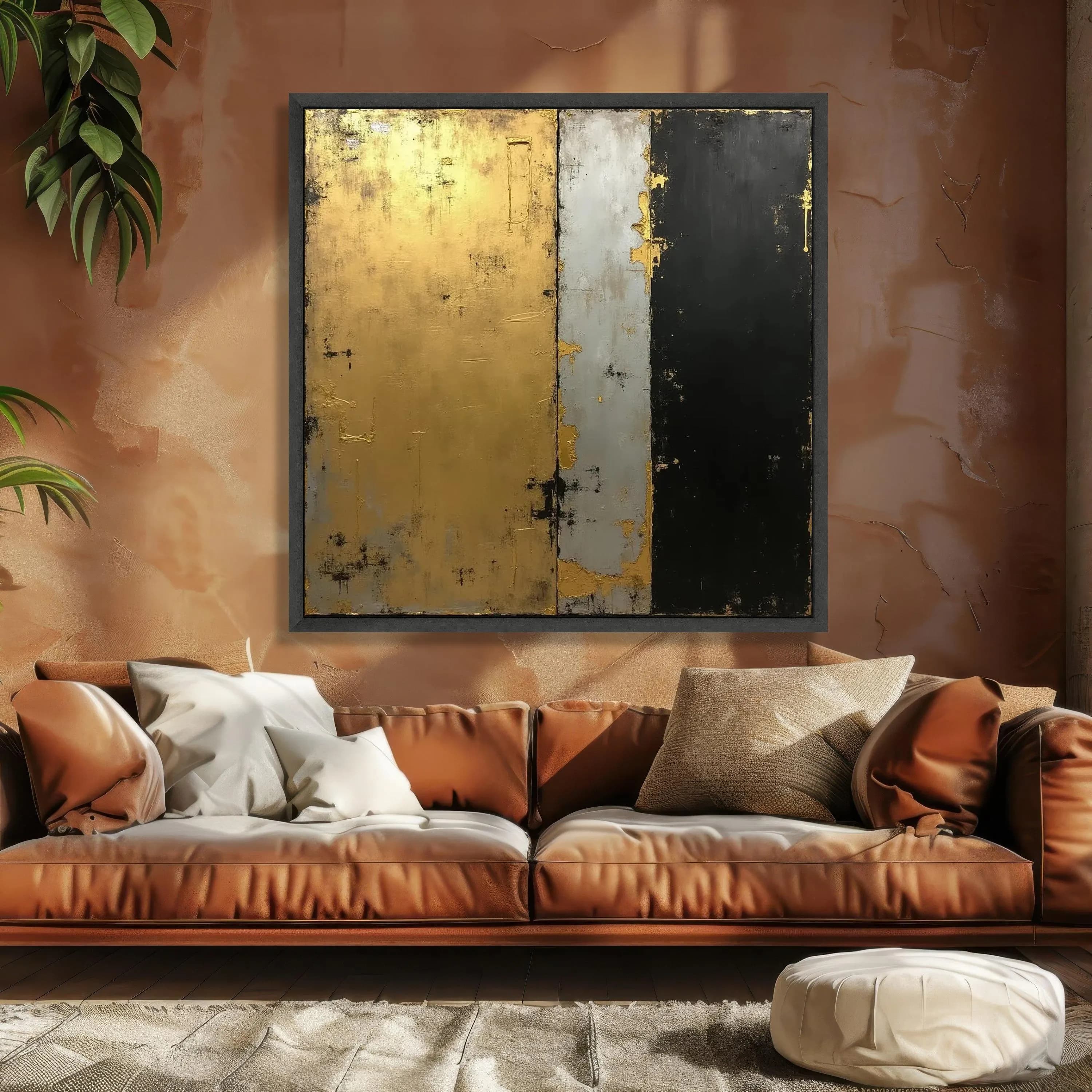 Elegant Gold Black Grey Abstract Canvas, Modern Geometric Wall Art, Contemporary Home Decor, Large Panel Canvas, Minimalist Painting Design - image 4