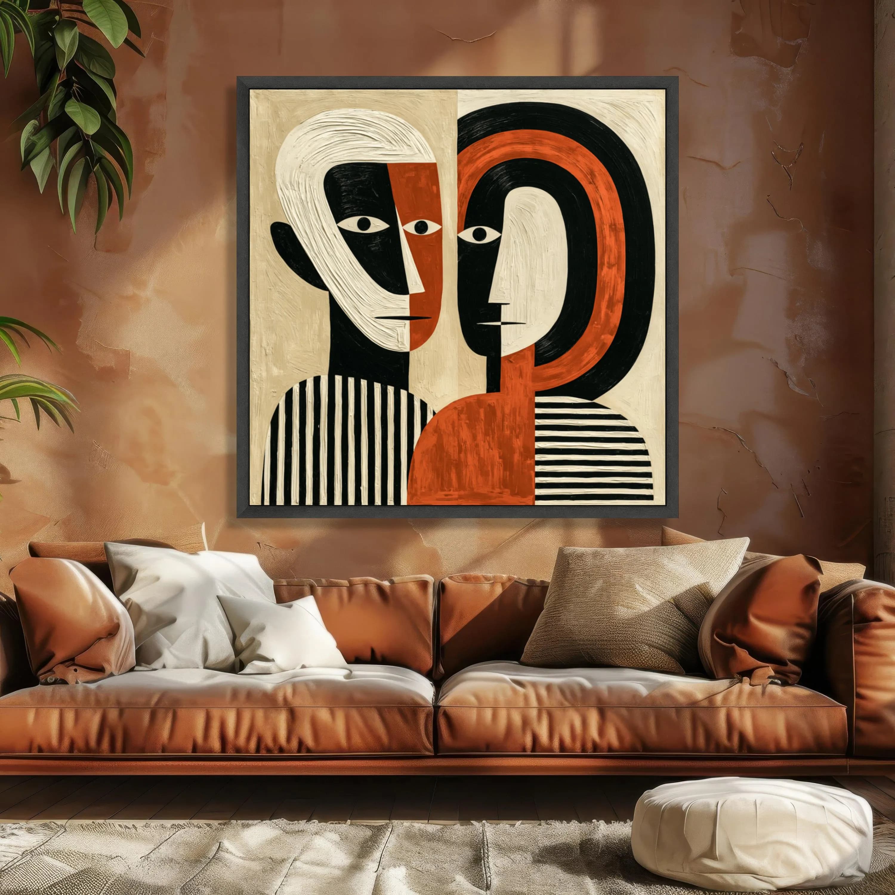 Abstract Faces Canvas Wall Art, Modern Geometric Portrait, Bold Color Contrast, Contemporary Home Decoration, Unique Wall Art Design - image 4