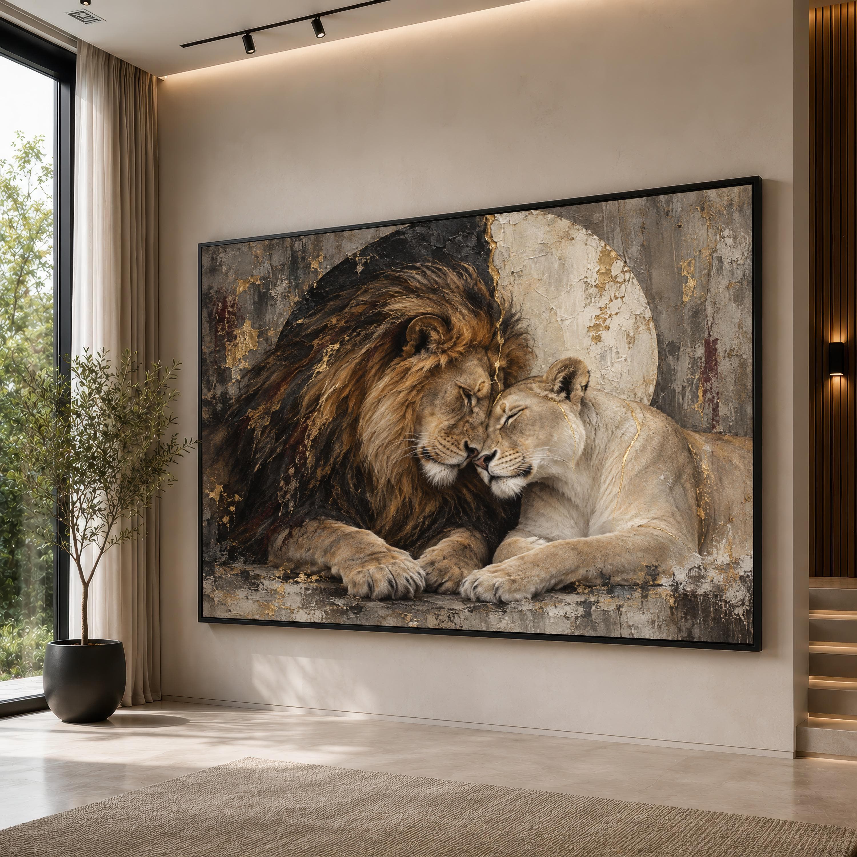 Majestic Lion and Lioness Canvas Print, Wild Animal Wall Art, Nature Decor for Living Room, Bedroom or Office, lion canvas art