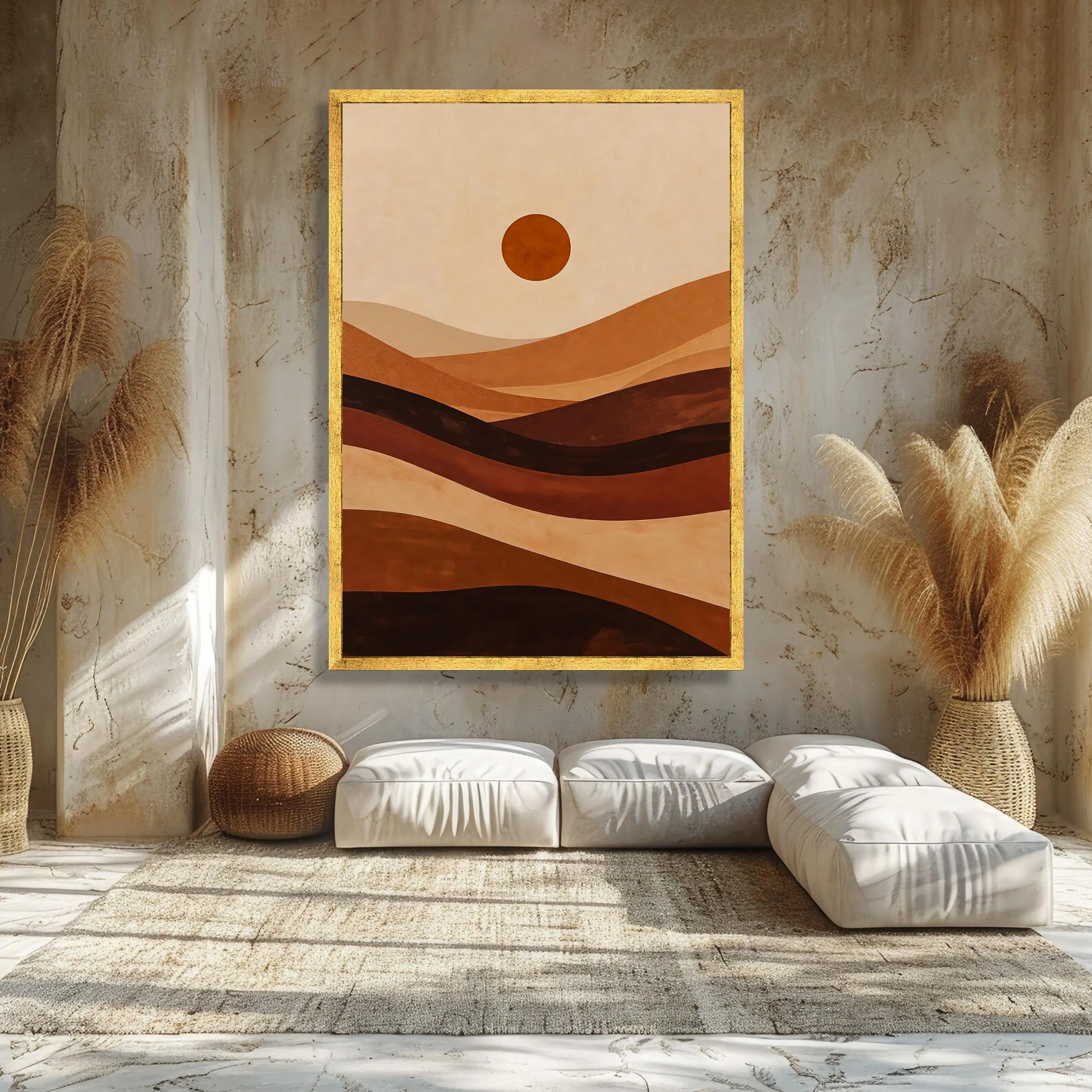 Warm Earth Tones Canvas, Abstract Desert Landscape, Brown and Beige Wall Art, Minimalist Modern Home Decor, Sunset Canvas Design - image 3