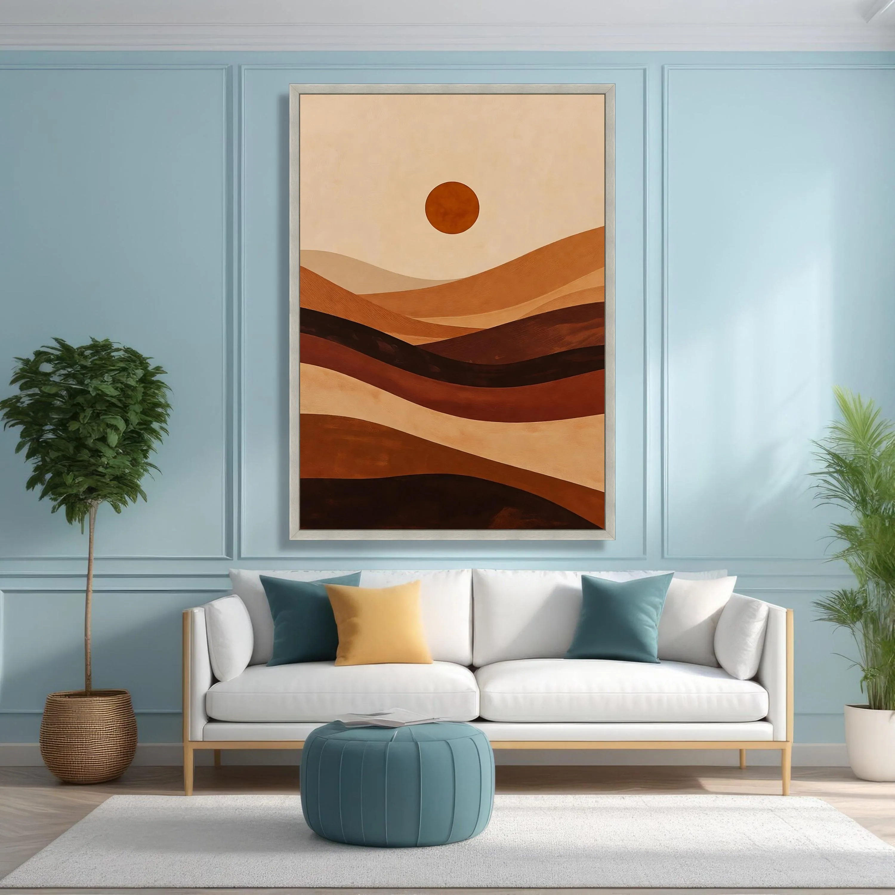 Warm Earth Tones Canvas, Abstract Desert Landscape, Brown and Beige Wall Art, Minimalist Modern Home Decor, Sunset Canvas Design - image 5