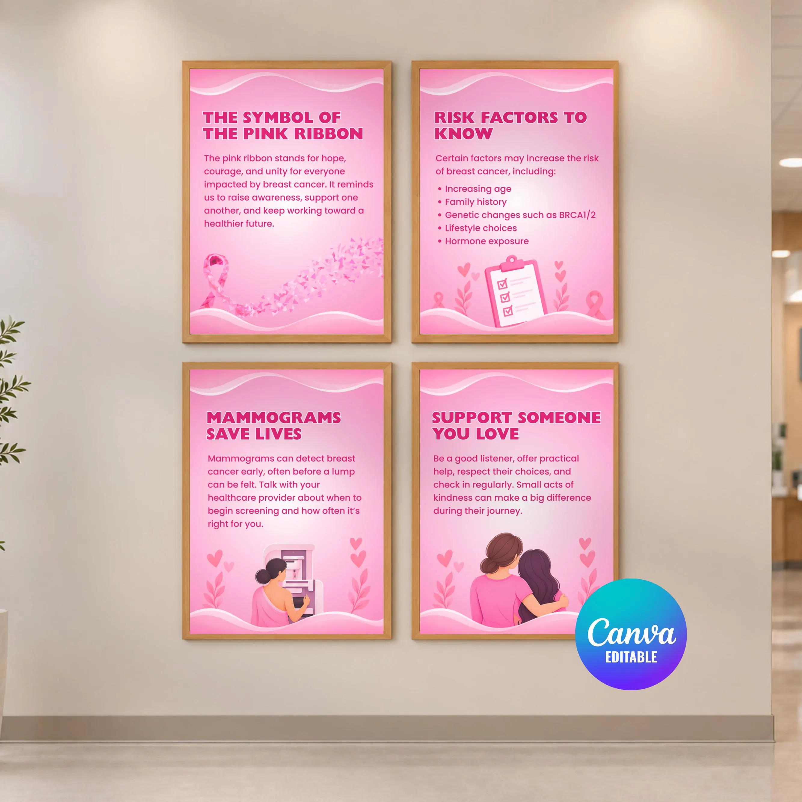 Breast Cancer Awareness Fact Posters: Pink Ribbon Classroom Decor, Breast Cancer Awareness Classroom Decor, Instant Download - image 4
