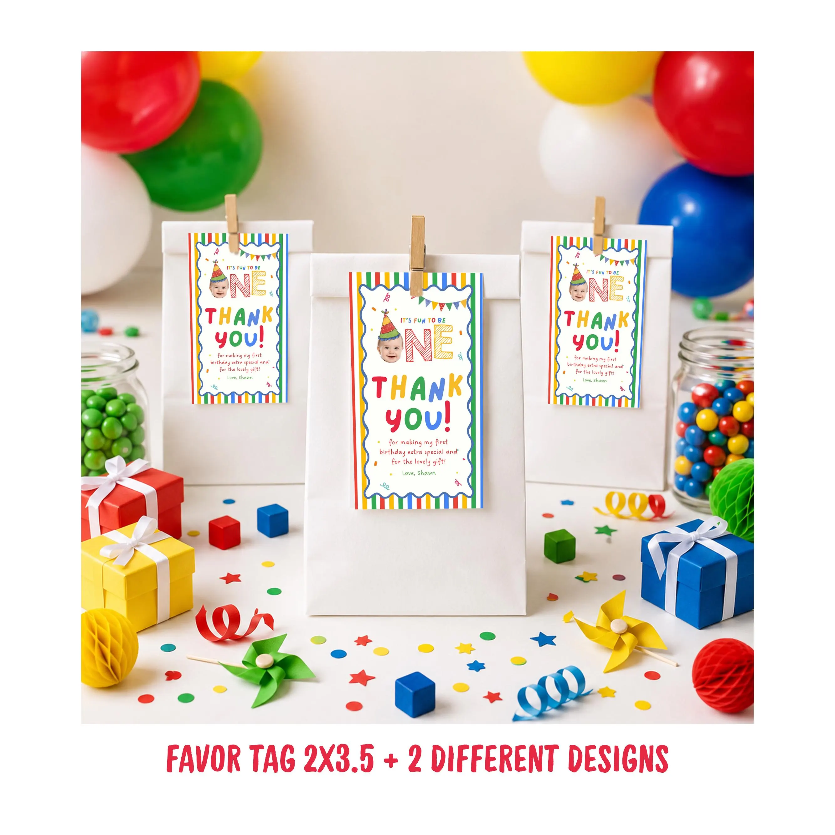 Fun to Be One Birthday Bundle, One is Fun Party Hat Birthday Party,Its fun to be one birthday Invitation, Colorful Boy Birthday Invite, Sign - image 5
