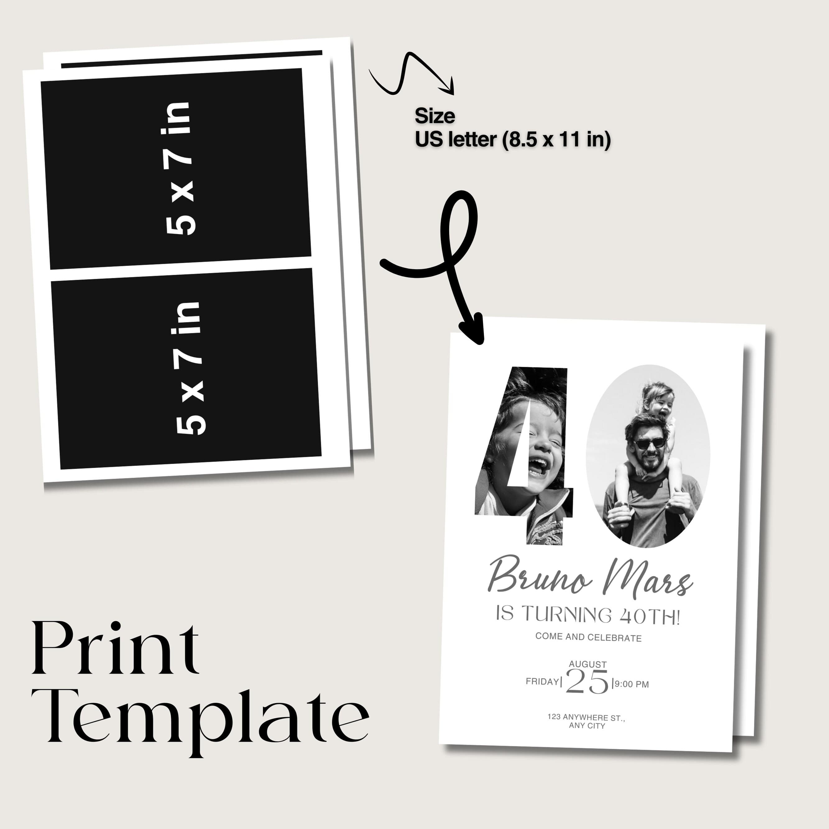 40th Invitation With Photo, Look Who's 40, Editable 40th Birthday Invitation Template, 40th Invitation, Male 40th Invite, Canva Template - image 4