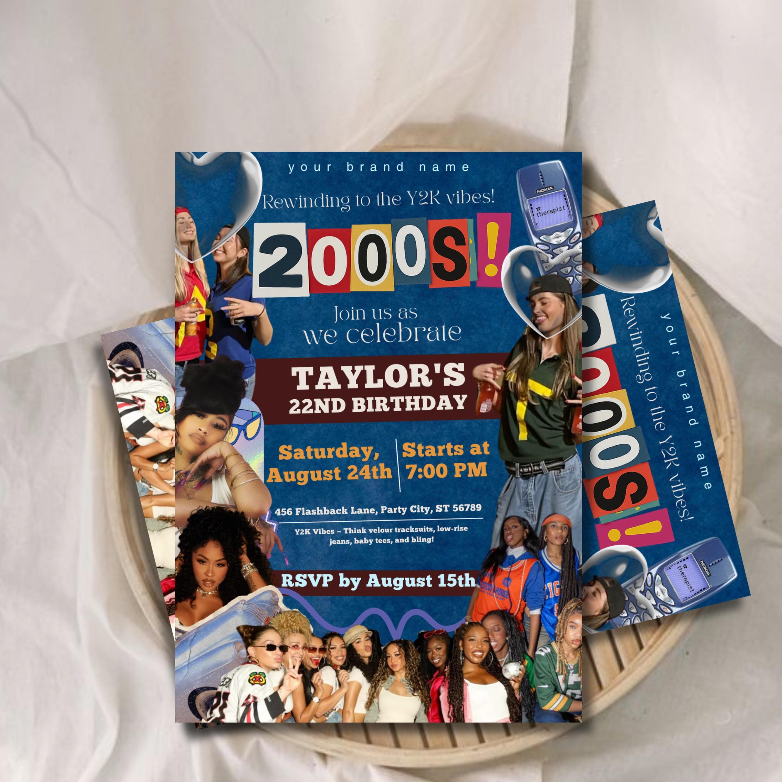 Early 2000s Retro Y2K Themed Party Invitation, Printable Y2K Inspired Birthday Flyer, 90s Baby Throwback, Canva Template Instant Download - image 2