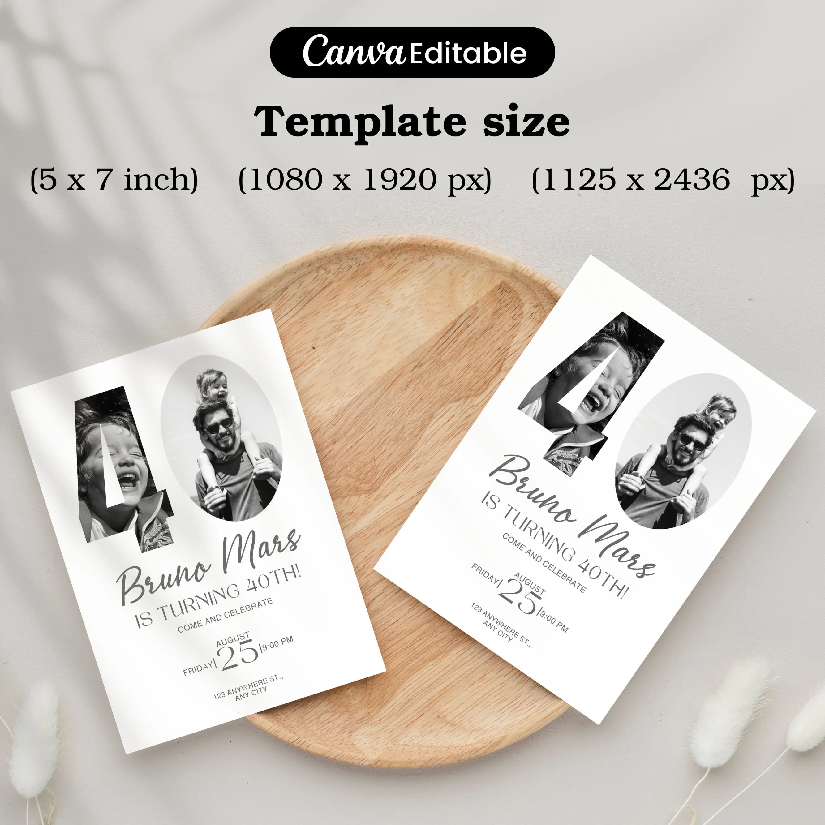 40th Invitation With Photo, Look Who's 40, Editable 40th Birthday Invitation Template, 40th Invitation, Male 40th Invite, Canva Template - image 3