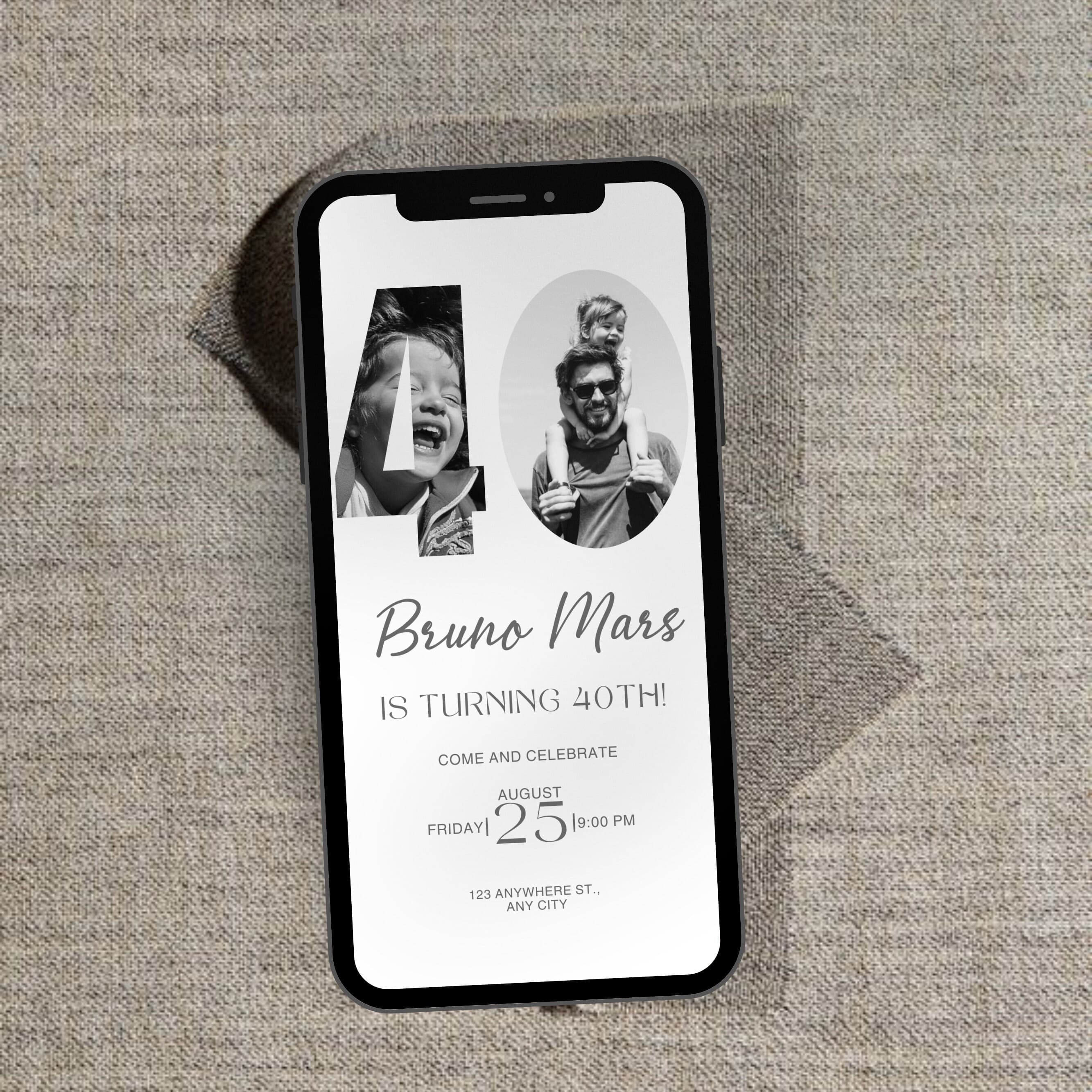 40th Invitation With Photo, Look Who's 40, Editable 40th Birthday Invitation Template, 40th Invitation, Male 40th Invite, Canva Template
