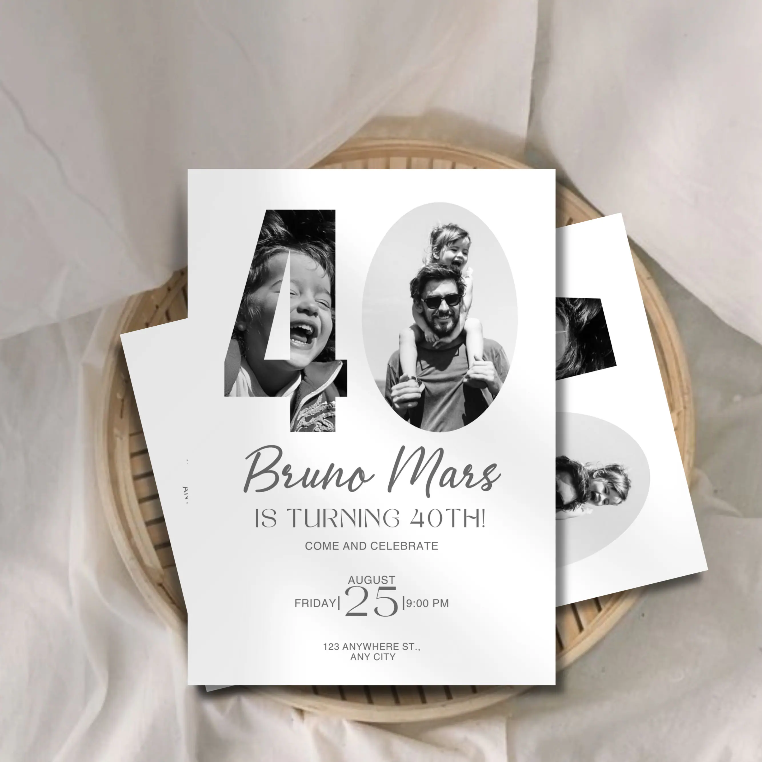 40th Invitation With Photo, Look Who's 40, Editable 40th Birthday Invitation Template, 40th Invitation, Male 40th Invite, Canva Template - image 2