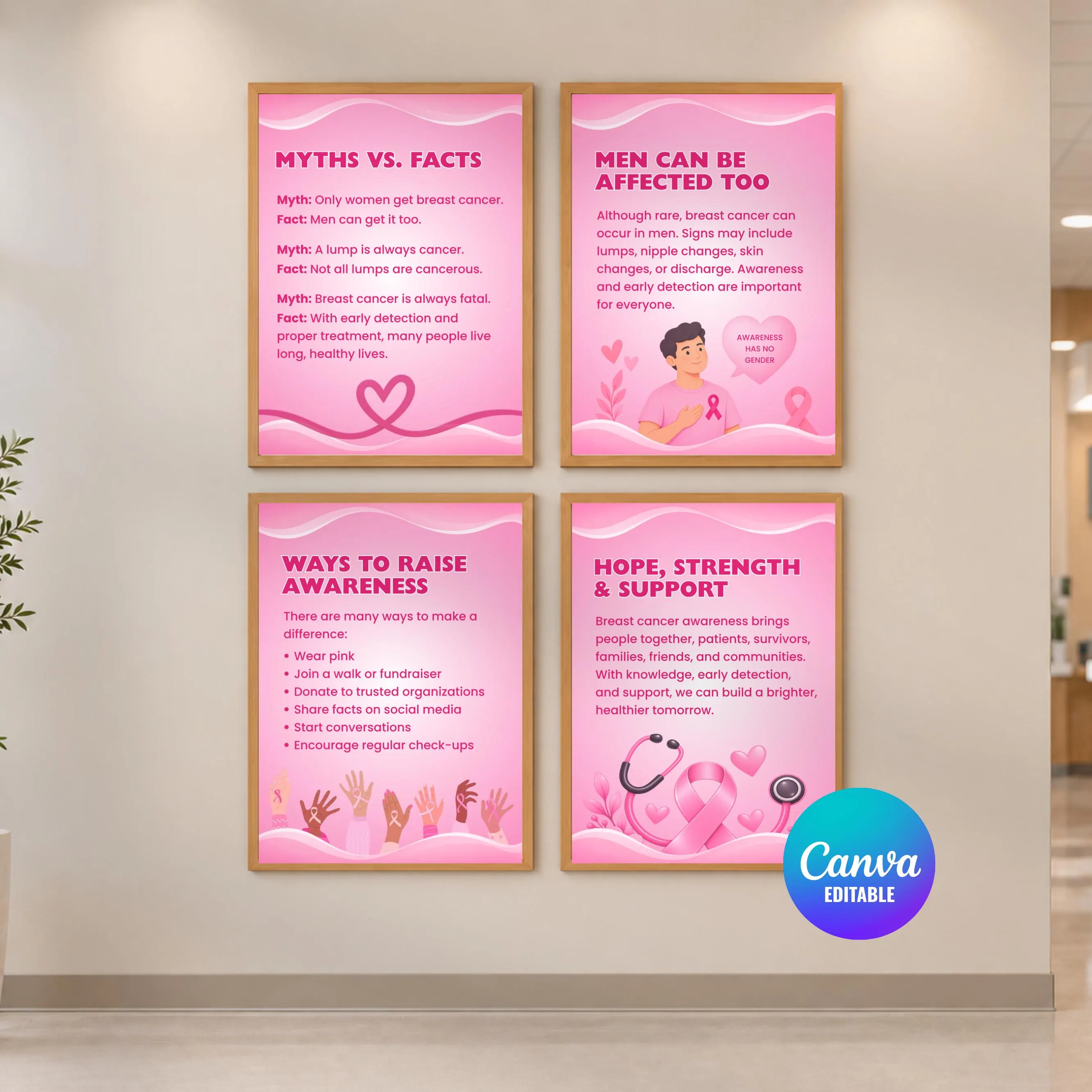 Breast Cancer Awareness Fact Posters: Pink Ribbon Classroom Decor, Breast Cancer Awareness Classroom Decor, Instant Download - image 5