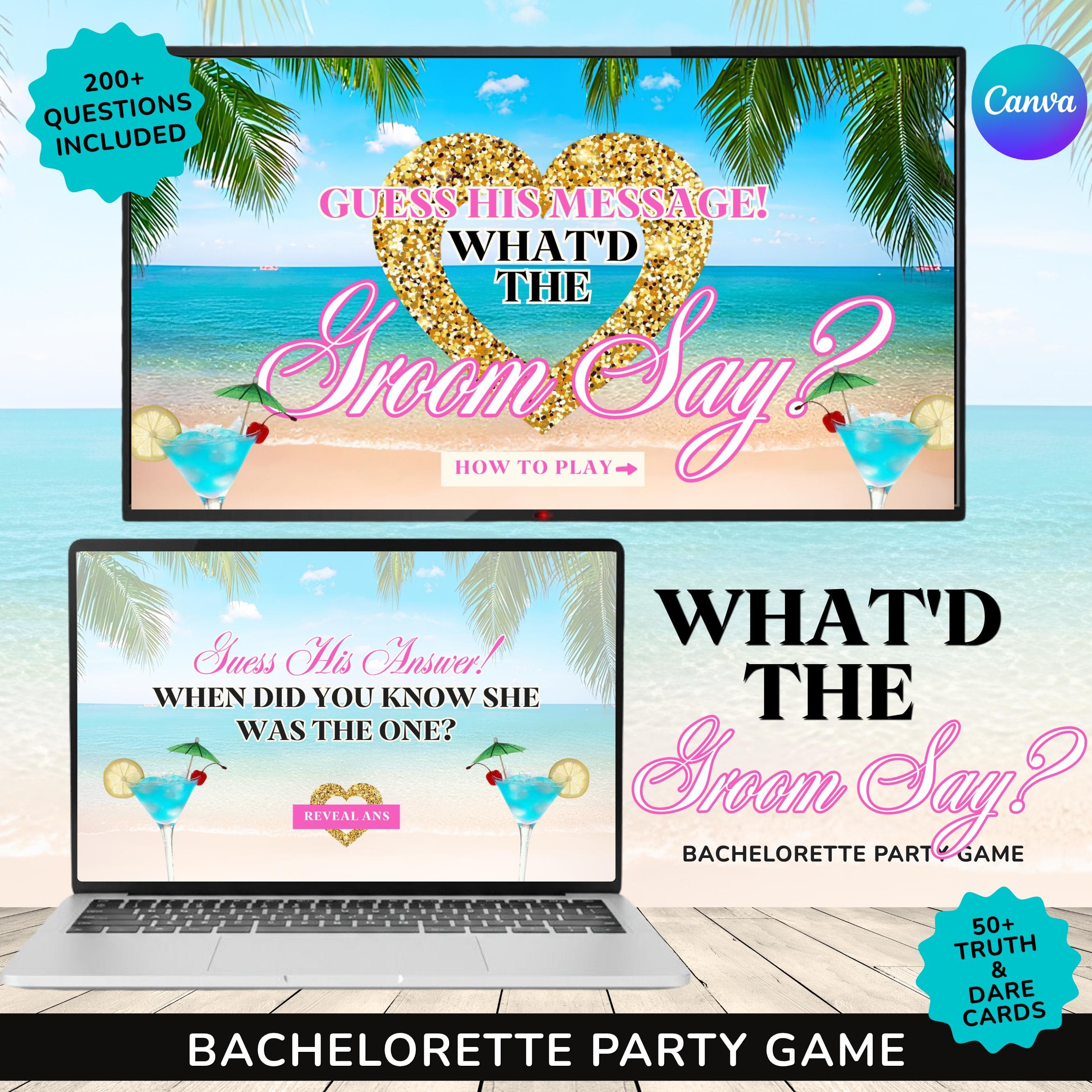 Island Vibes Mr & Mrs Game: Bachelorette Party Game,What'd the Groom Say?Bach Island Gender Swap Truth or Dare Bachelorette Party Game Canva - image 5