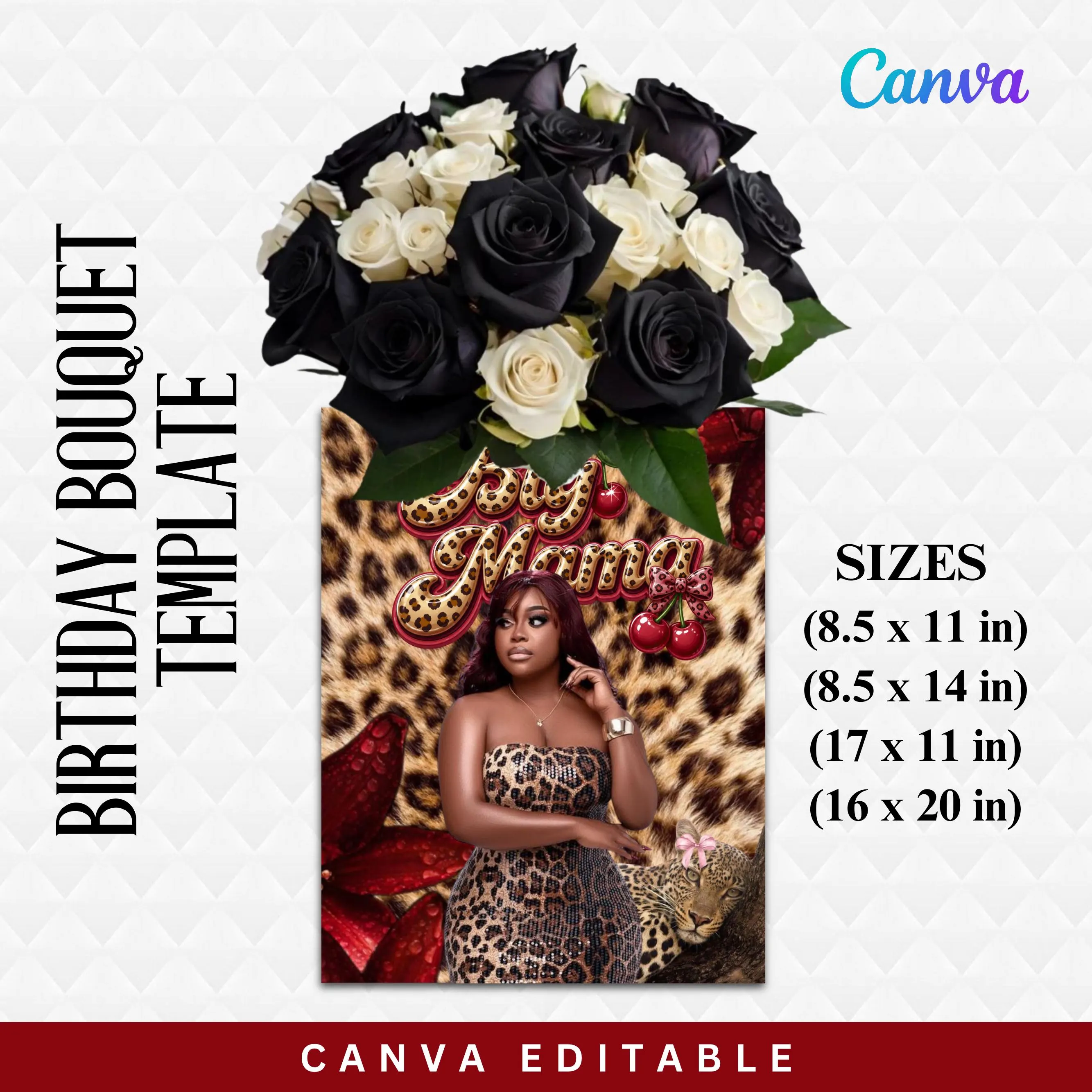 Bouquet Gift Box Template, Birthday Bouquet Box Template, Photo Flower Paper Wrap, Gift Box Templates, Pyramid Picture on Paper Bouquet - image 4