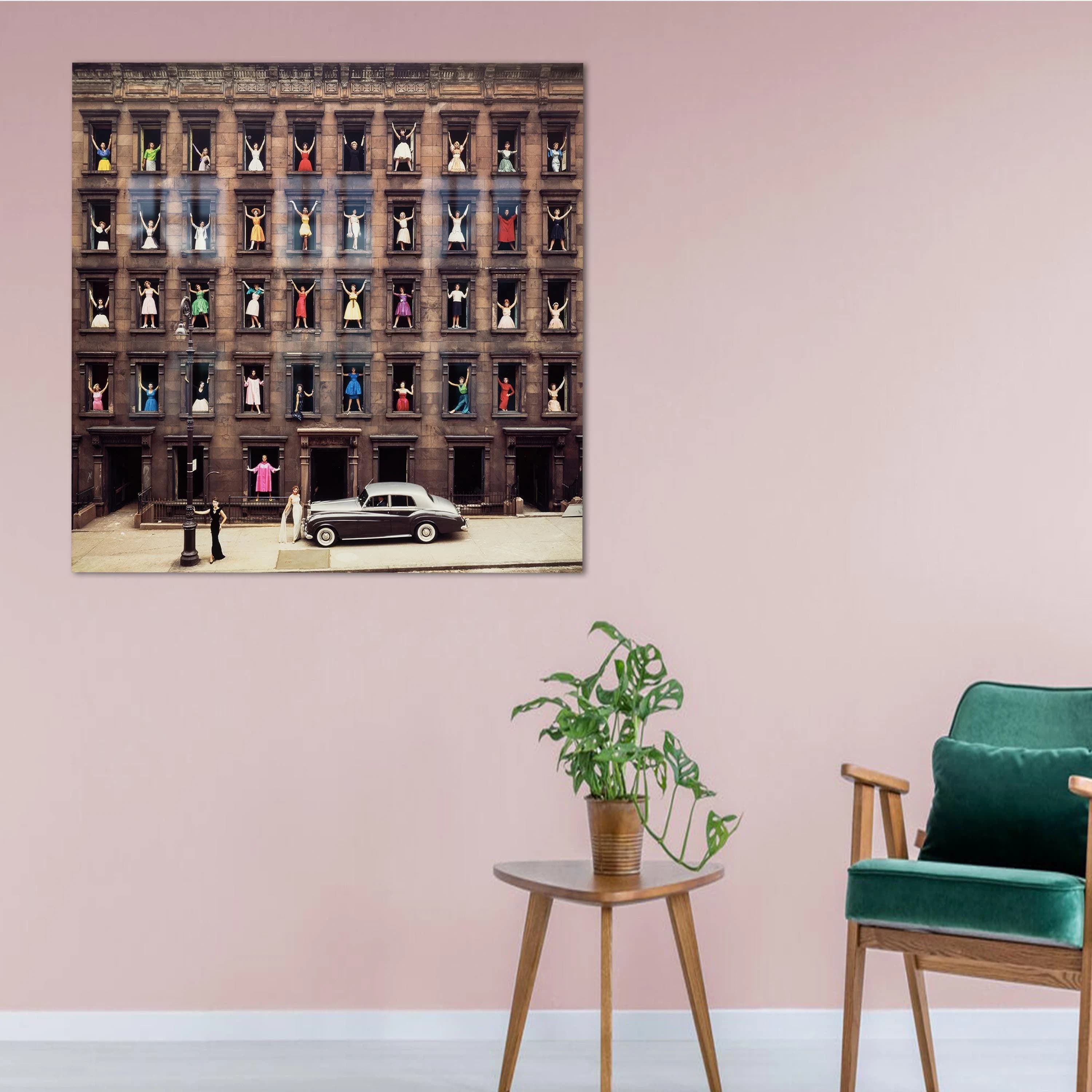 Ormond Gigli Art Decor, Reproduction Glass, Girls in the Windows Glass Wall Art, Girl Room Wall Hanging, Canvas Wall Art,