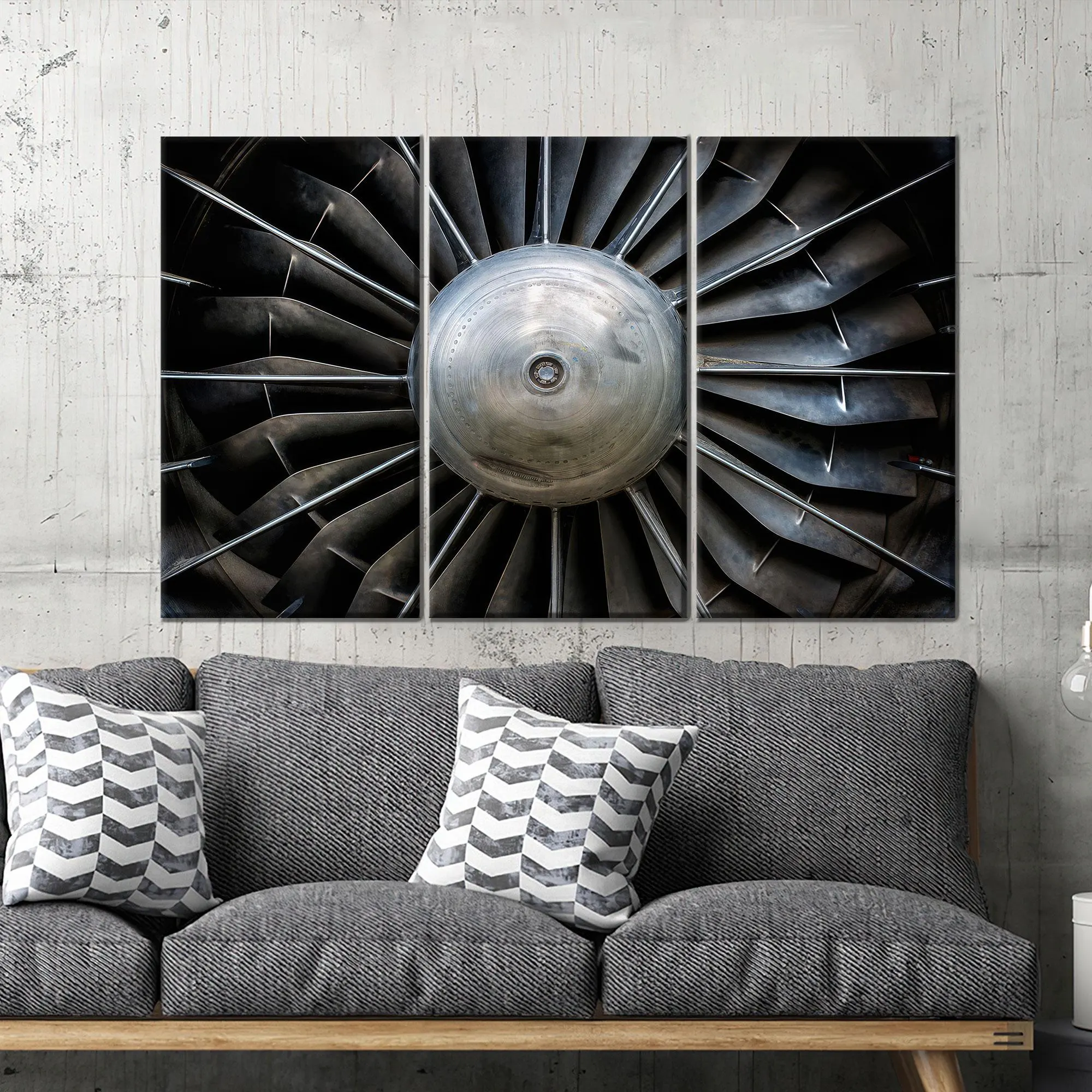 Jet Engine Fan Canvas Wall Art, Industrial Turbine Close-Up Poster, Modern Mechanical Texture Print for Office or Garage Wall Decor - image 3