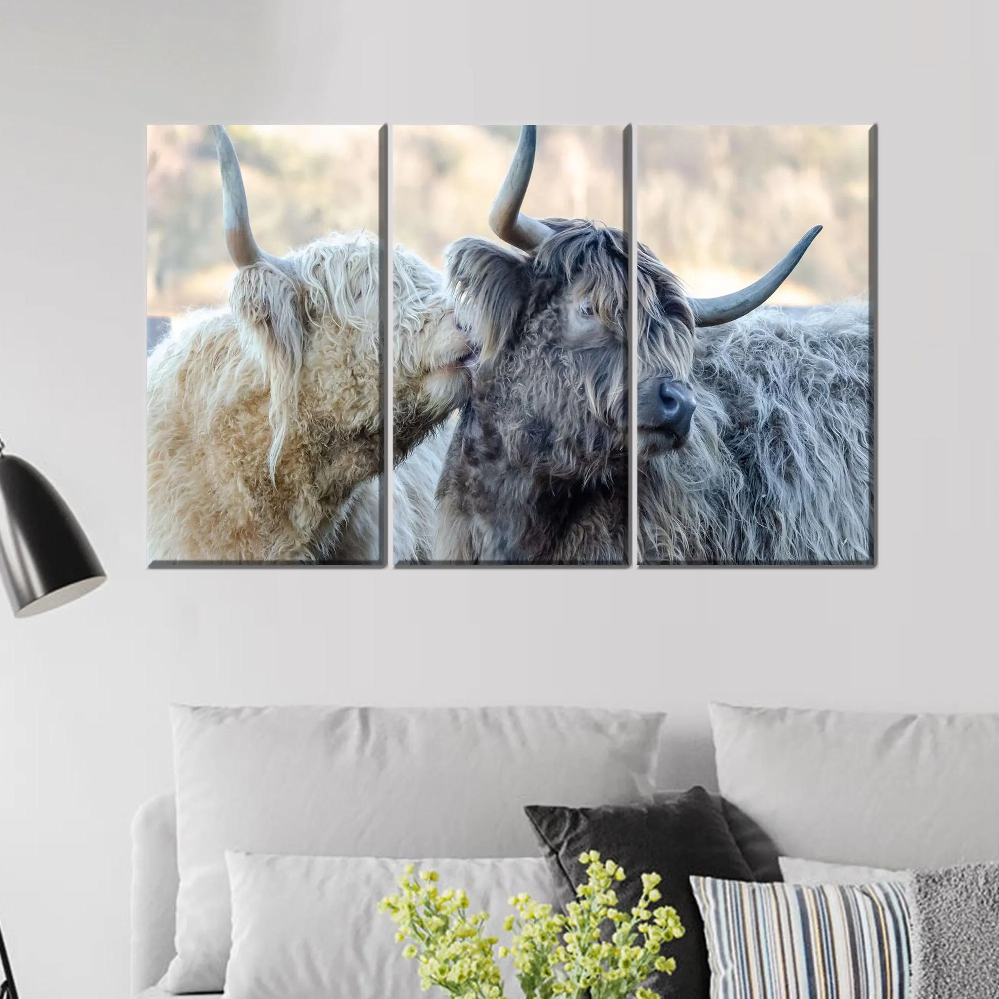 Two Ox Canvas Poster,Cow Printed,Bridesmaid Gift,Animal Canvas Decor,Ox Canvas Decor,Framed Wall Art,Halloween Decor Art,Gift For The Home,3D Canvas,Handmade Gift,3D Wall Art,Housewarming Gift,Large Canvas,